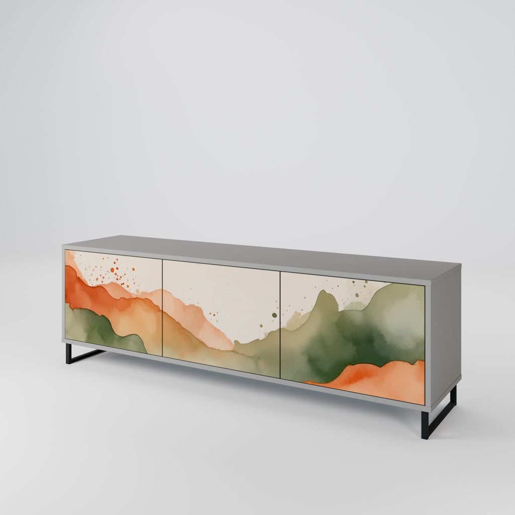 WATERCOLOUR PEAKS 3-Door TV Stand in Grey Finish