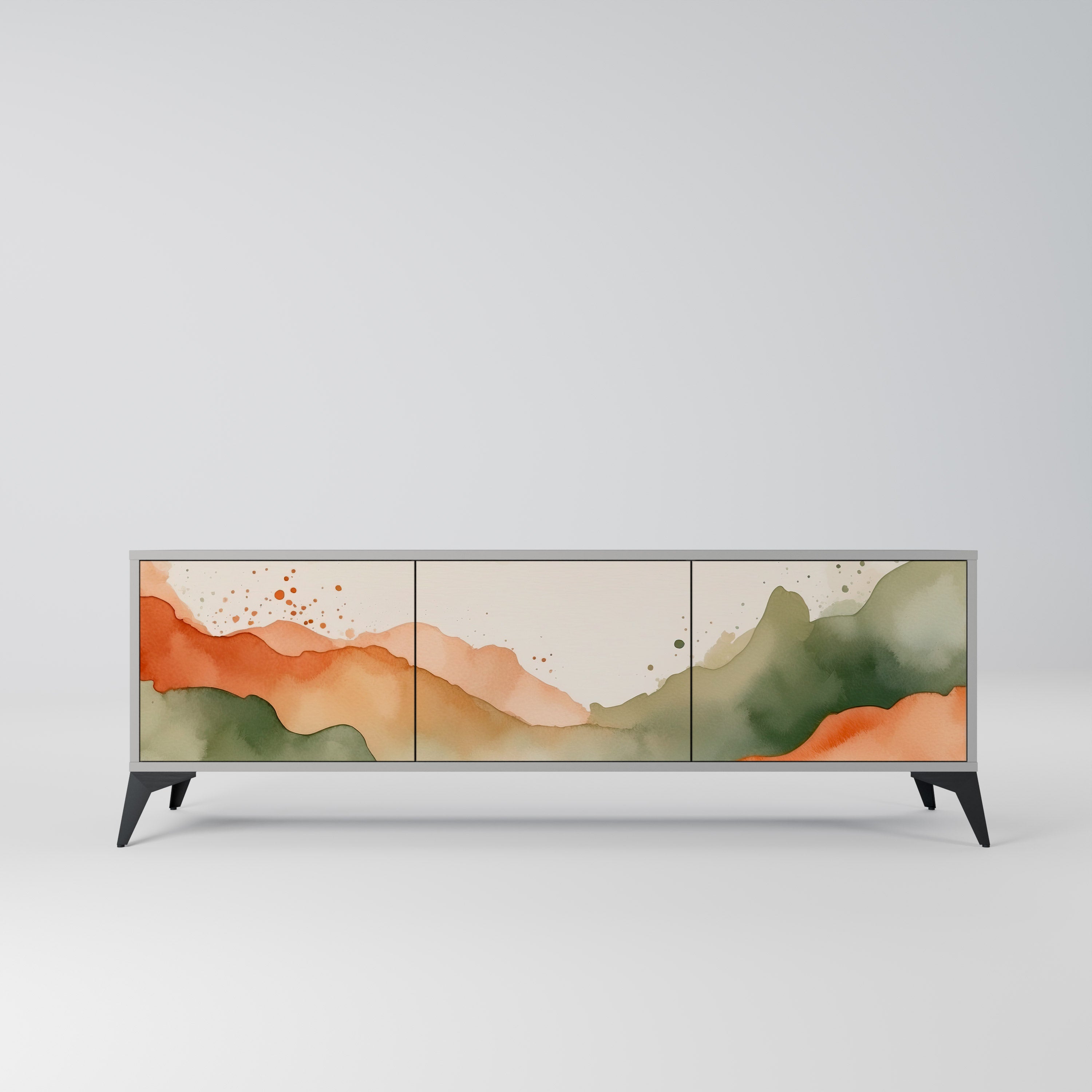 WATERCOLOUR PEAKS Móvel de TV com 3 Portas em Acabamento Cinzento