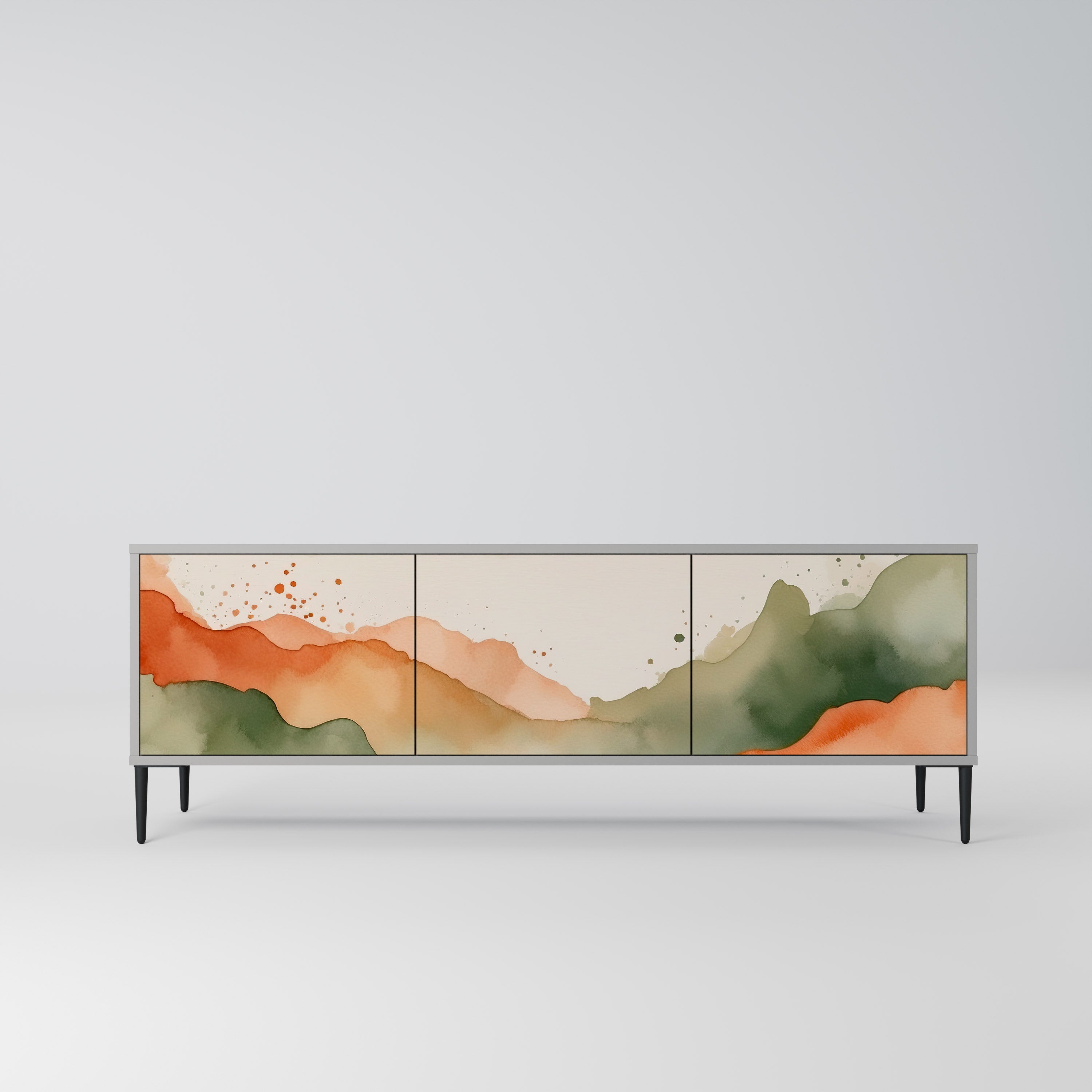 WATERCOLOUR PEAKS Móvel de TV com 3 Portas em Acabamento Cinzento