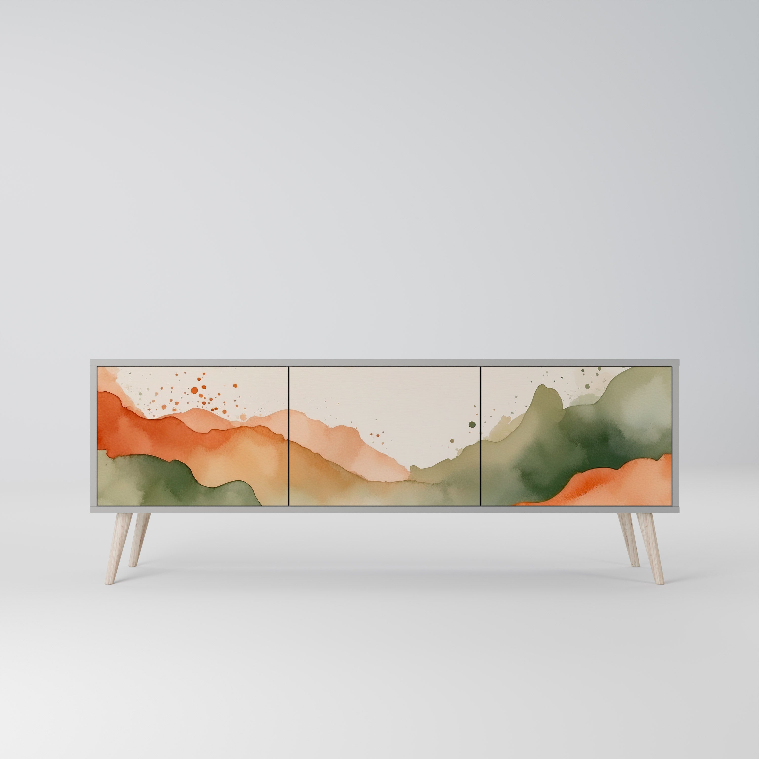 WATERCOLOUR PEAKS Móvel de TV com 3 Portas em Acabamento Cinzento