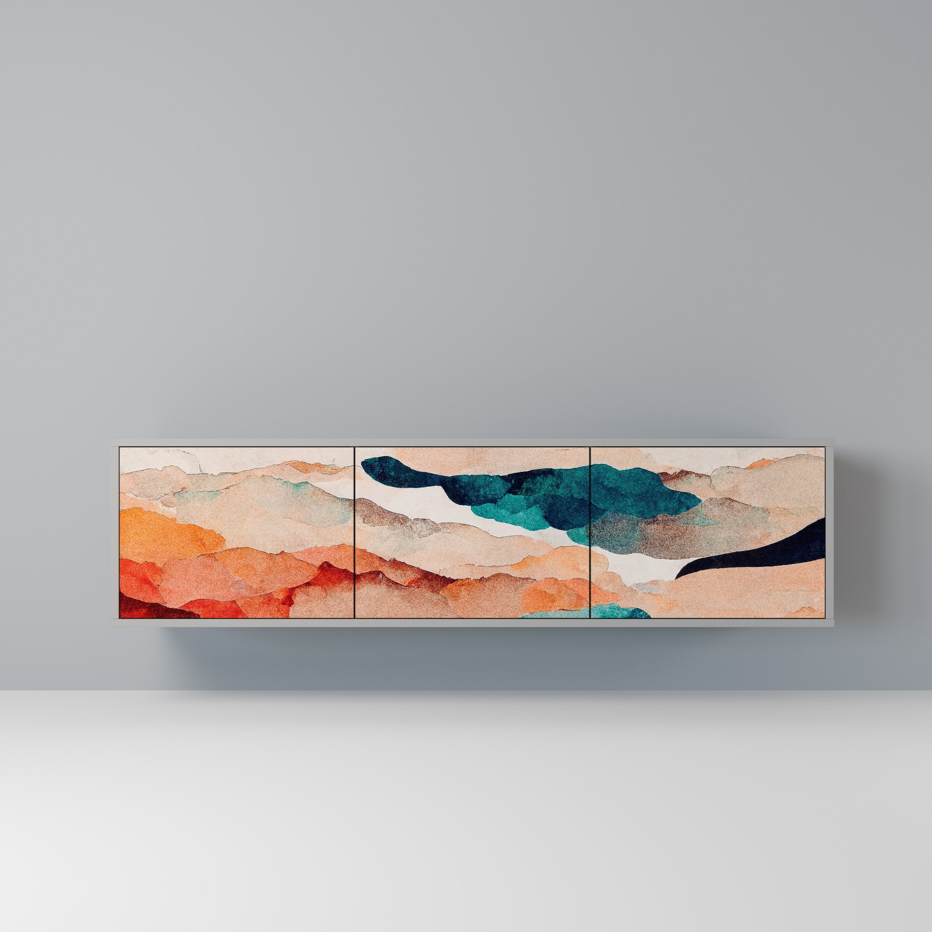 ABSTRACT LANDSCAPE Móvel de TV com 3 Portas em Acabamento Cinzento