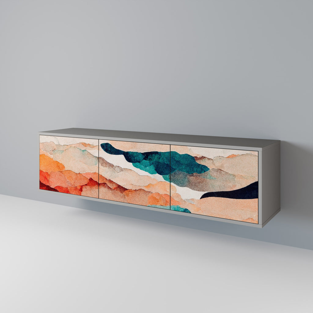 ABSTRACT LANDSCAPE Móvel de TV com 3 Portas em Acabamento Cinzento