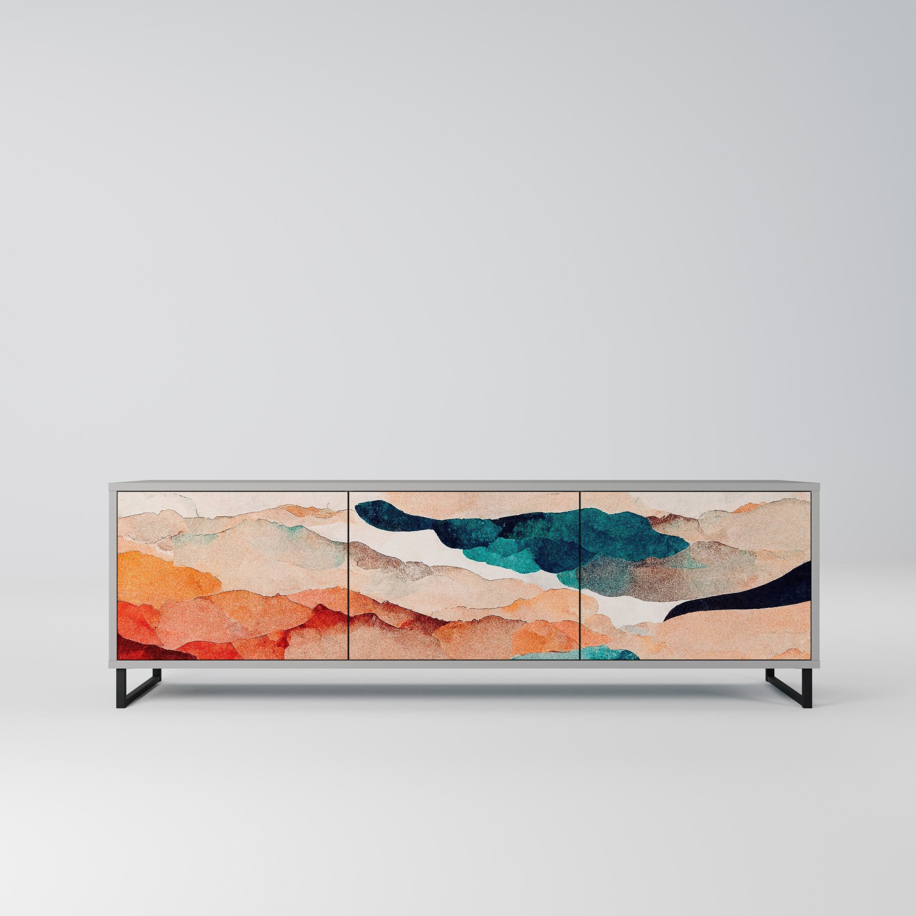 ABSTRACT LANDSCAPE Móvel de TV com 3 Portas em Acabamento Cinzento