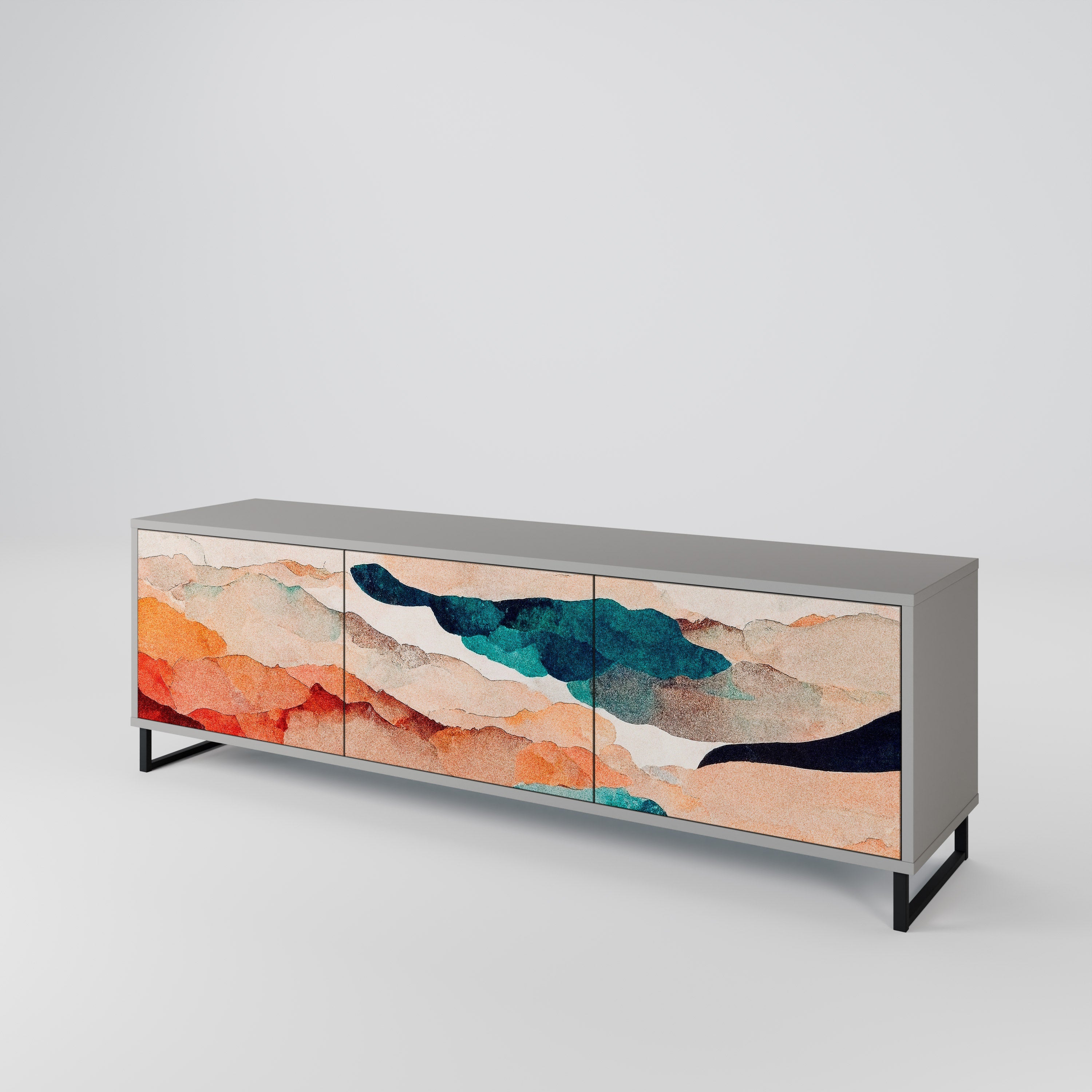 ABSTRACT LANDSCAPE Móvel de TV com 3 Portas em Acabamento Cinzento