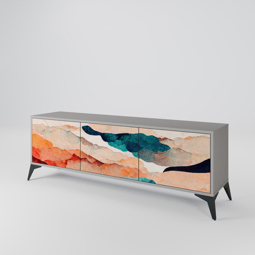 ABSTRACT LANDSCAPE Móvel de TV com 3 Portas em Acabamento Cinzento