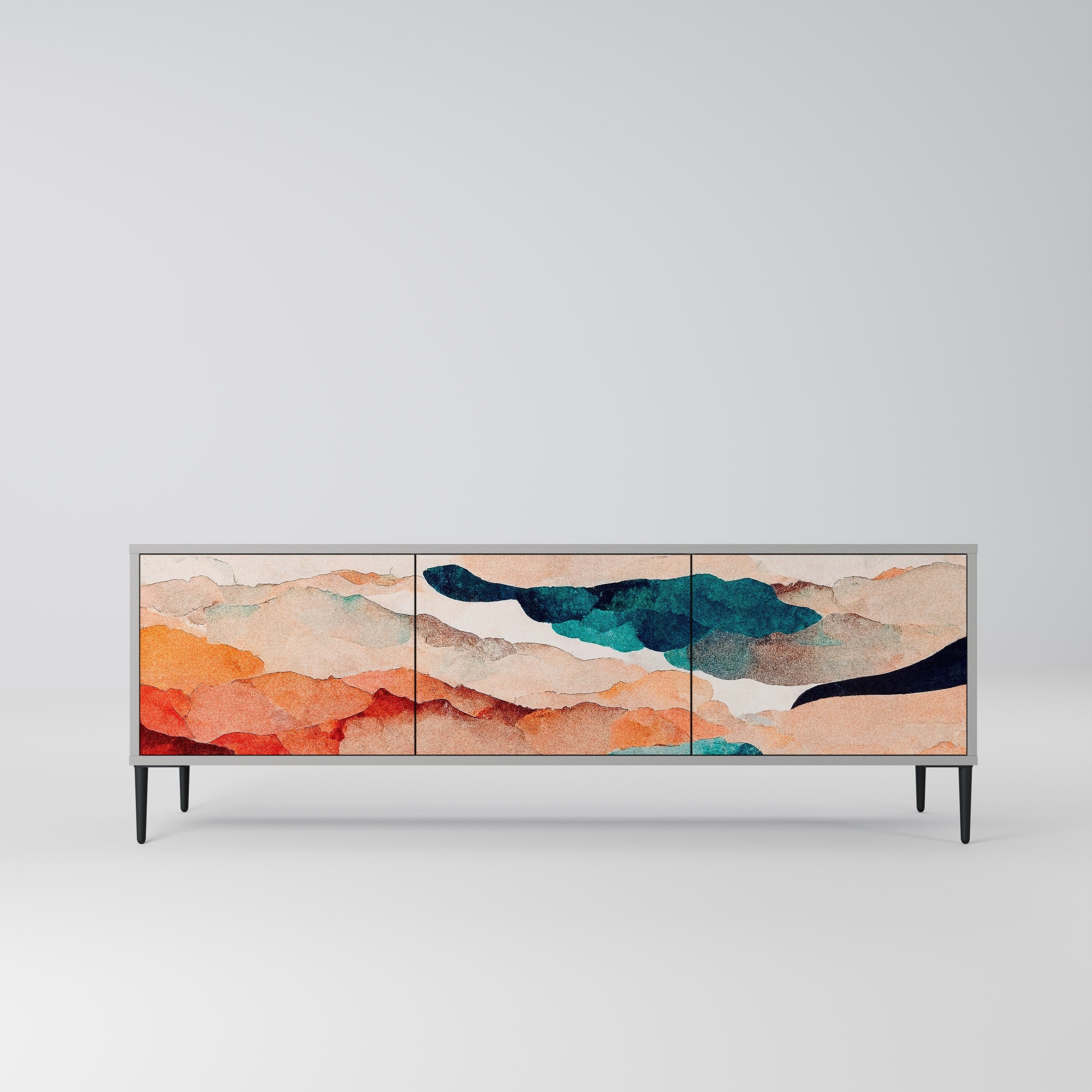 ABSTRACT LANDSCAPE Móvel de TV com 3 Portas em Acabamento Cinzento