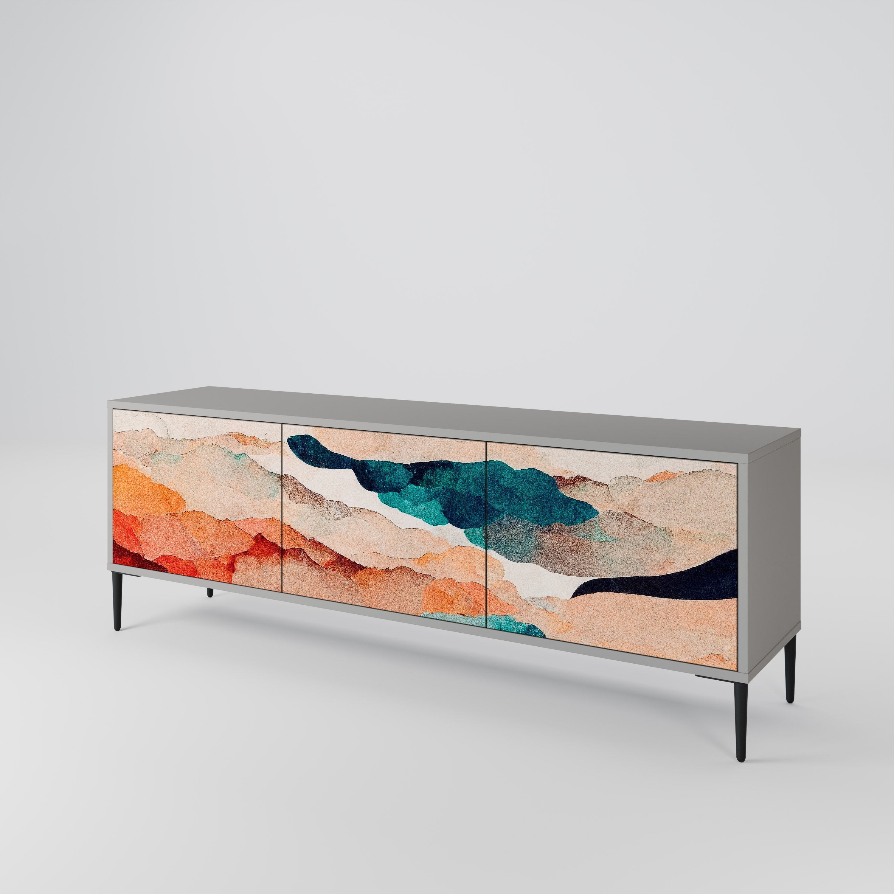 ABSTRACT LANDSCAPE Móvel de TV com 3 Portas em Acabamento Cinzento