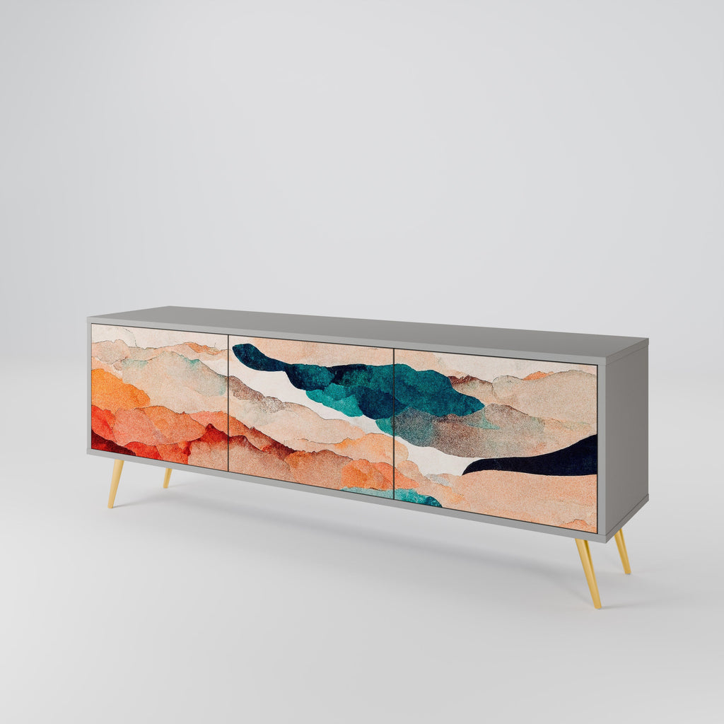 ABSTRACT LANDSCAPE Móvel de TV com 3 Portas em Acabamento Cinzento