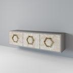 HEXAGONAL SHAPES Móvel de TV com 3 Portas em Acabamento Cinzento