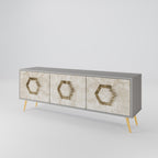 HEXAGONAL SHAPES Móvel de TV com 3 Portas em Acabamento Cinzento