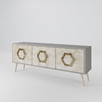 HEXAGONAL SHAPES Móvel de TV com 3 Portas em Acabamento Cinzento