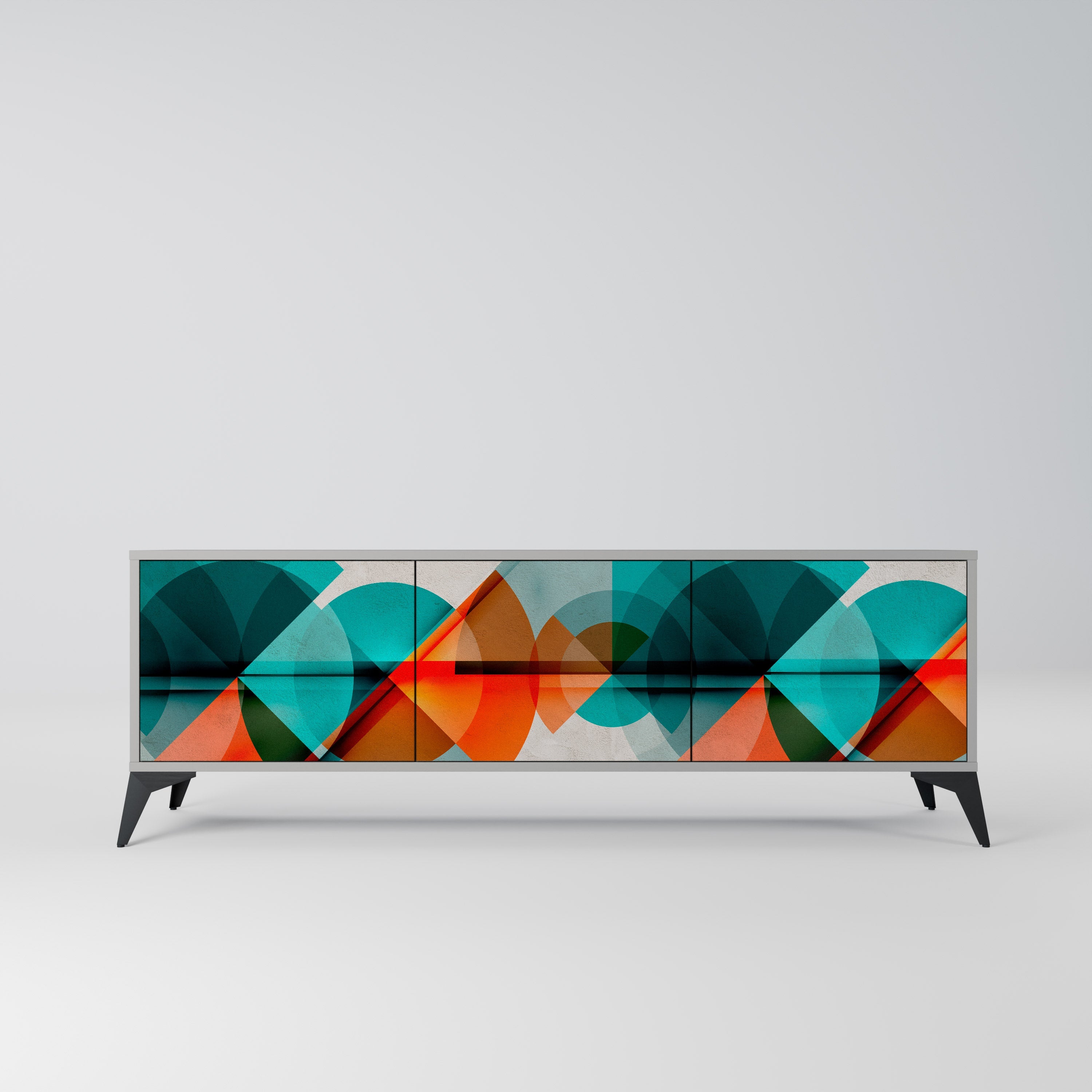 CIRCULAR RHAPSODY Móvel de TV com 3 Portas em Acabamento Cinzento