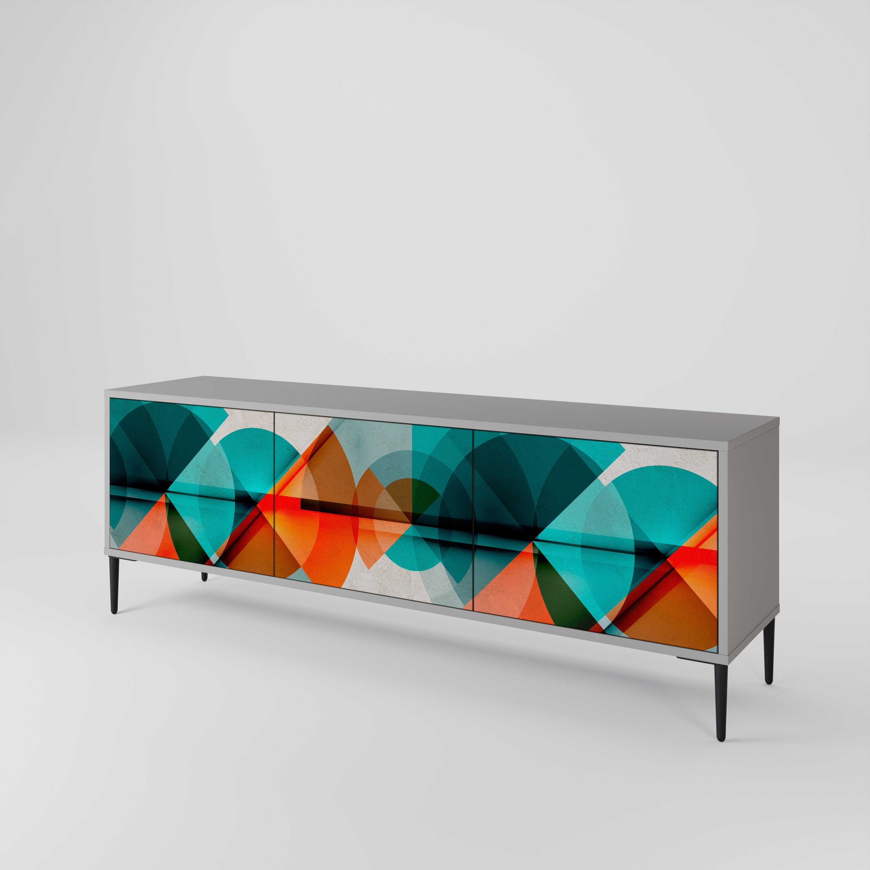 CIRCULAR RHAPSODY Móvel de TV com 3 Portas em Acabamento Cinzento