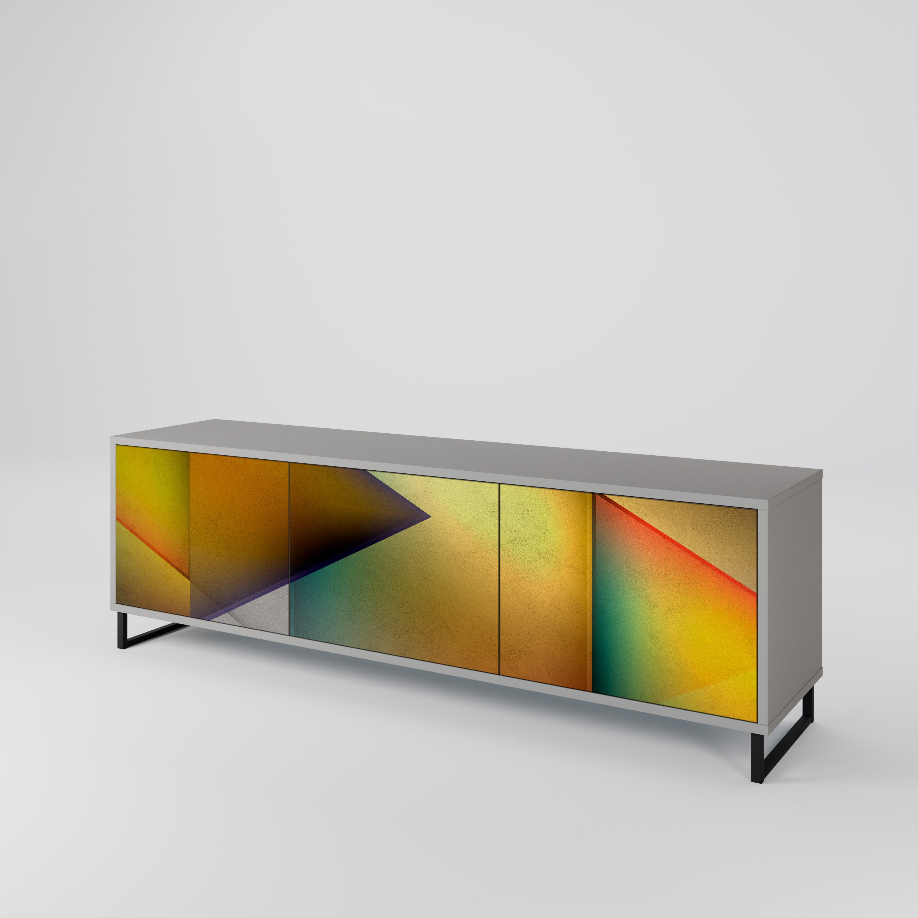 PIERCING SHARPNESS 3-Door TV Stand in Grey Finish