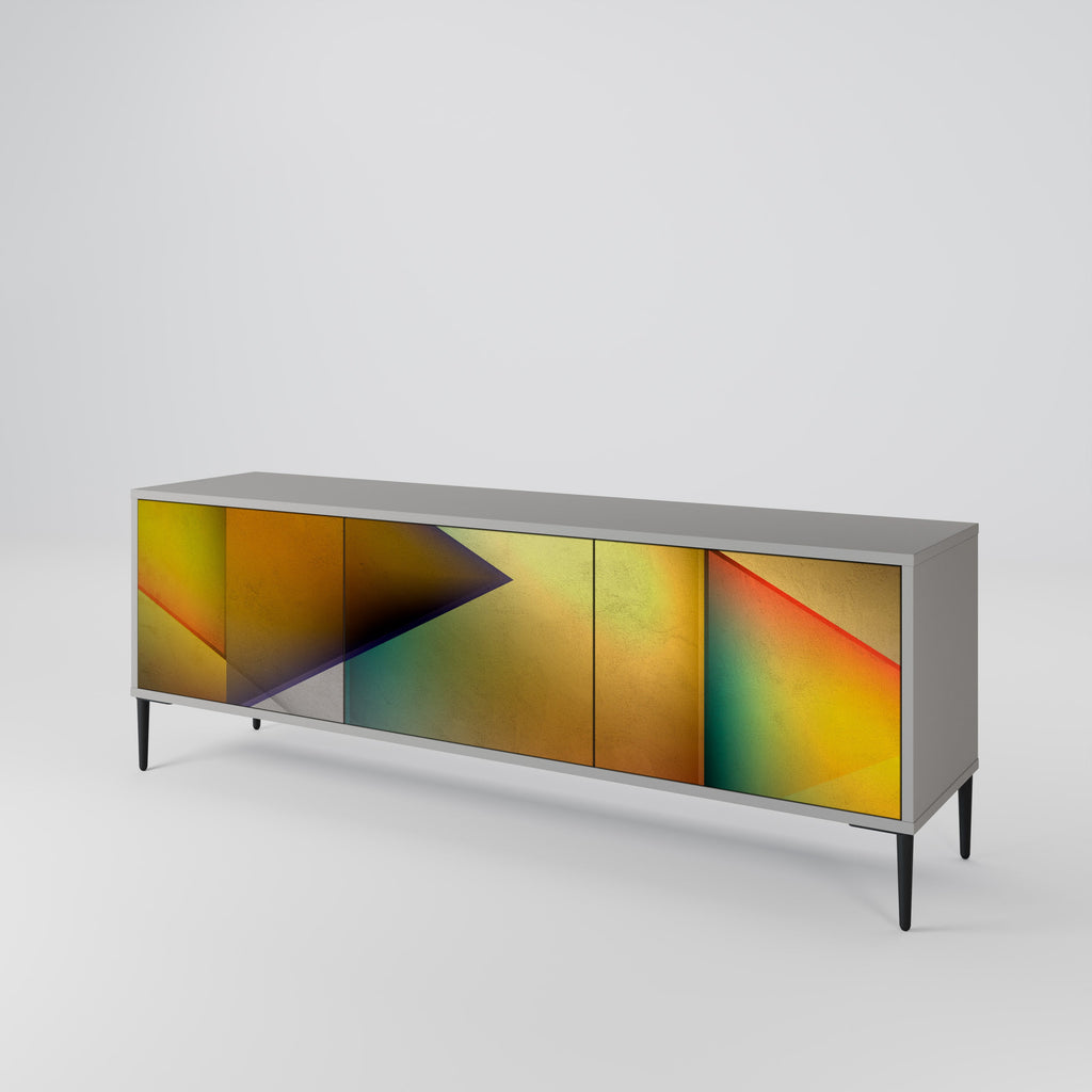 PIERCING SHARPNESS 3-Door TV Stand in Grey Finish