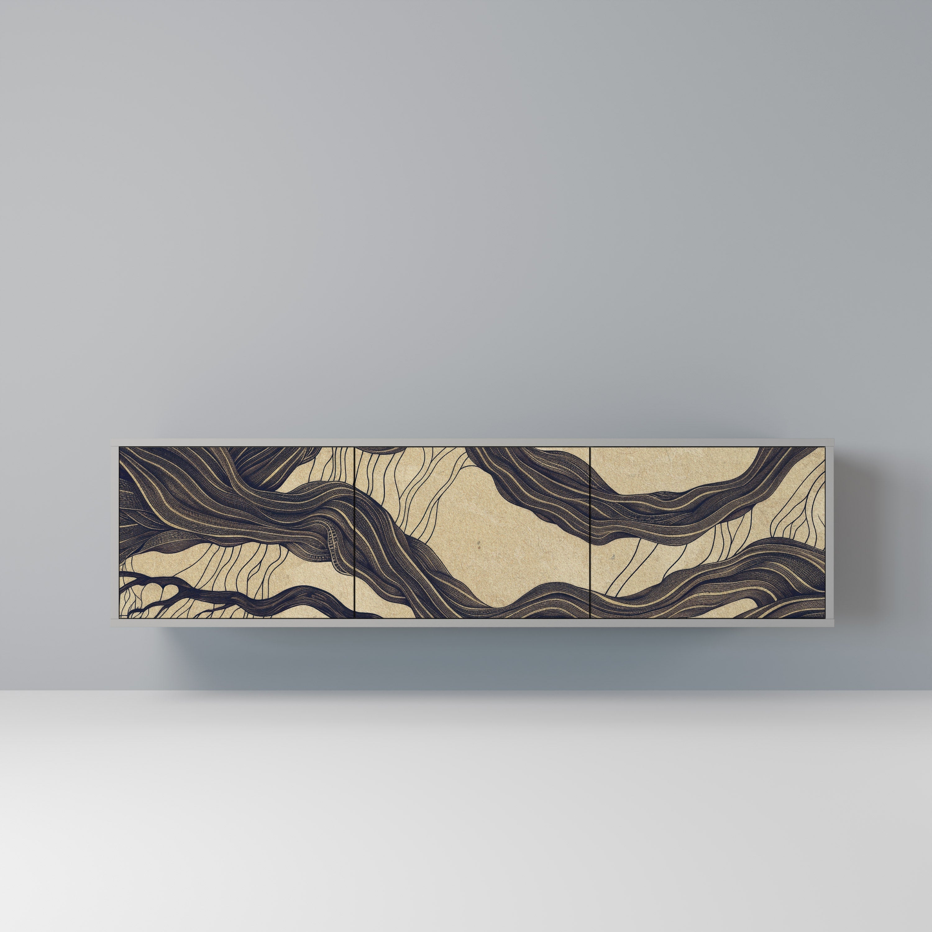 UNIFIED FRAGMENTS Móvel de TV com 3 Portas em Acabamento Cinzento