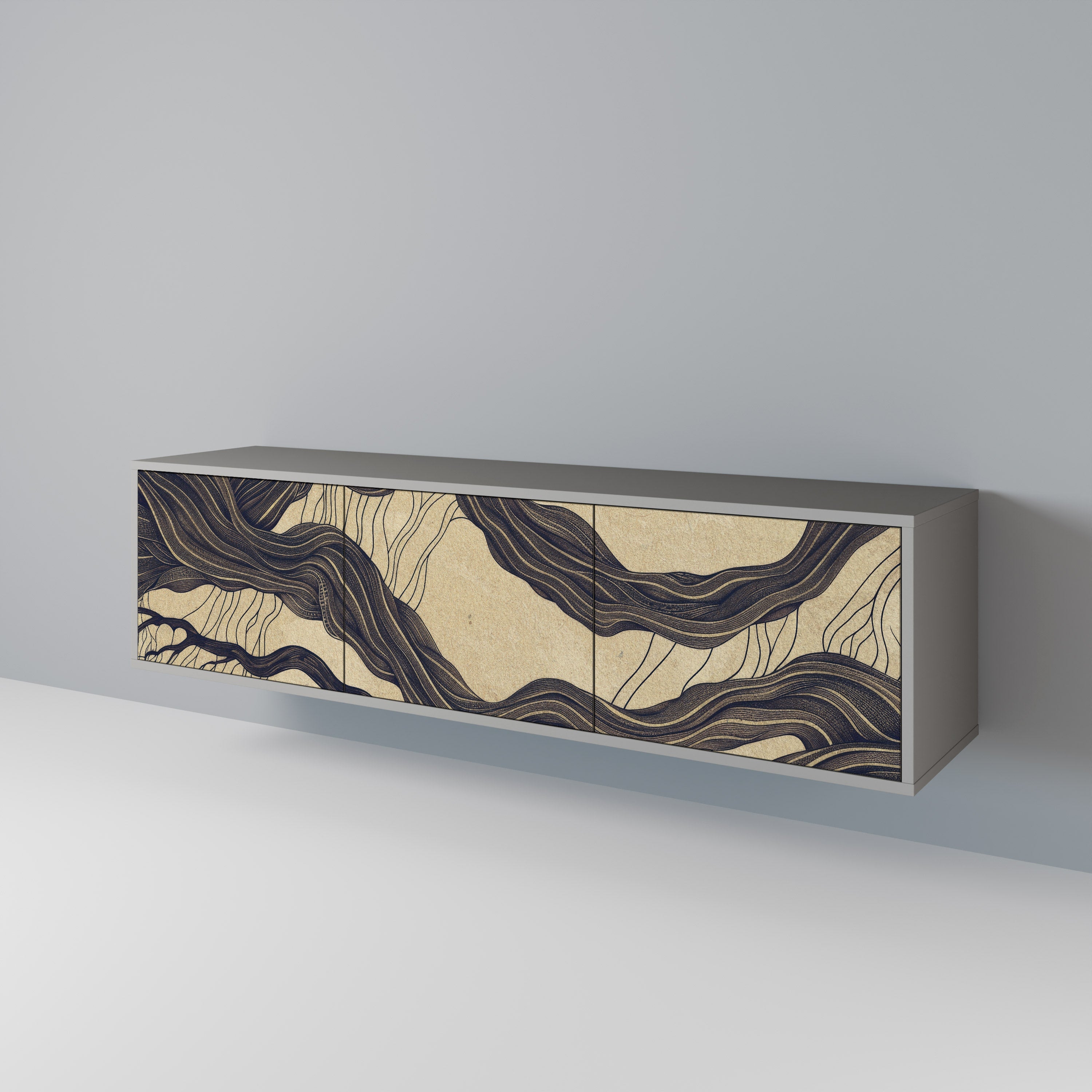 UNIFIED FRAGMENTS Móvel de TV com 3 Portas em Acabamento Cinzento