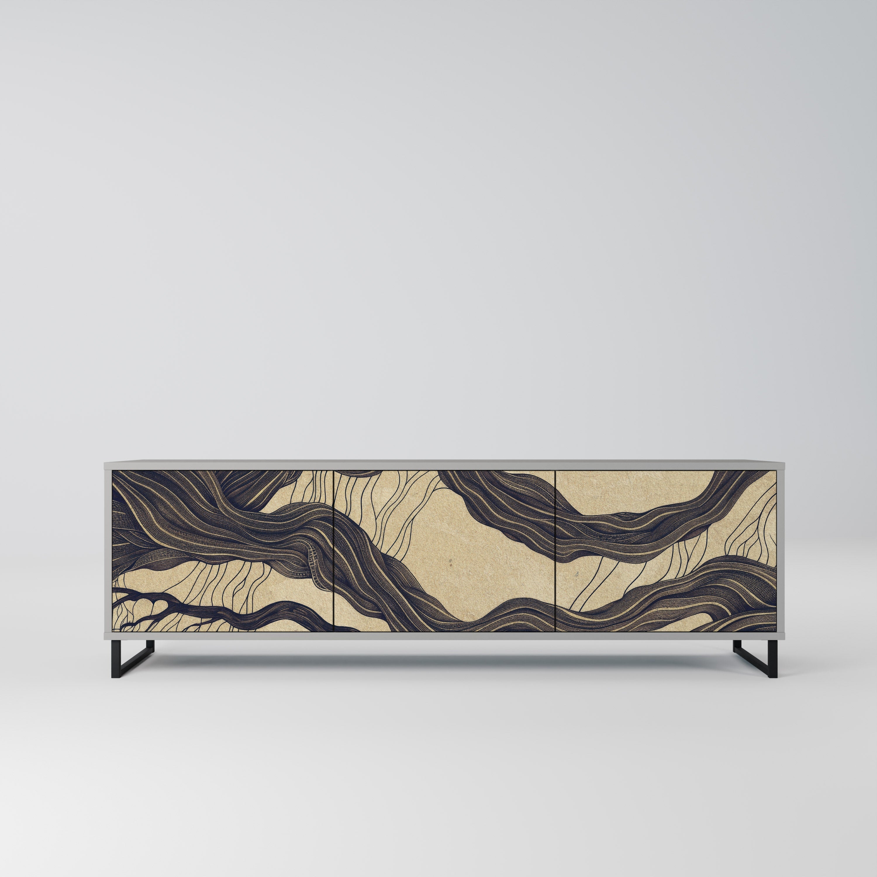 UNIFIED FRAGMENTS Móvel de TV com 3 Portas em Acabamento Cinzento