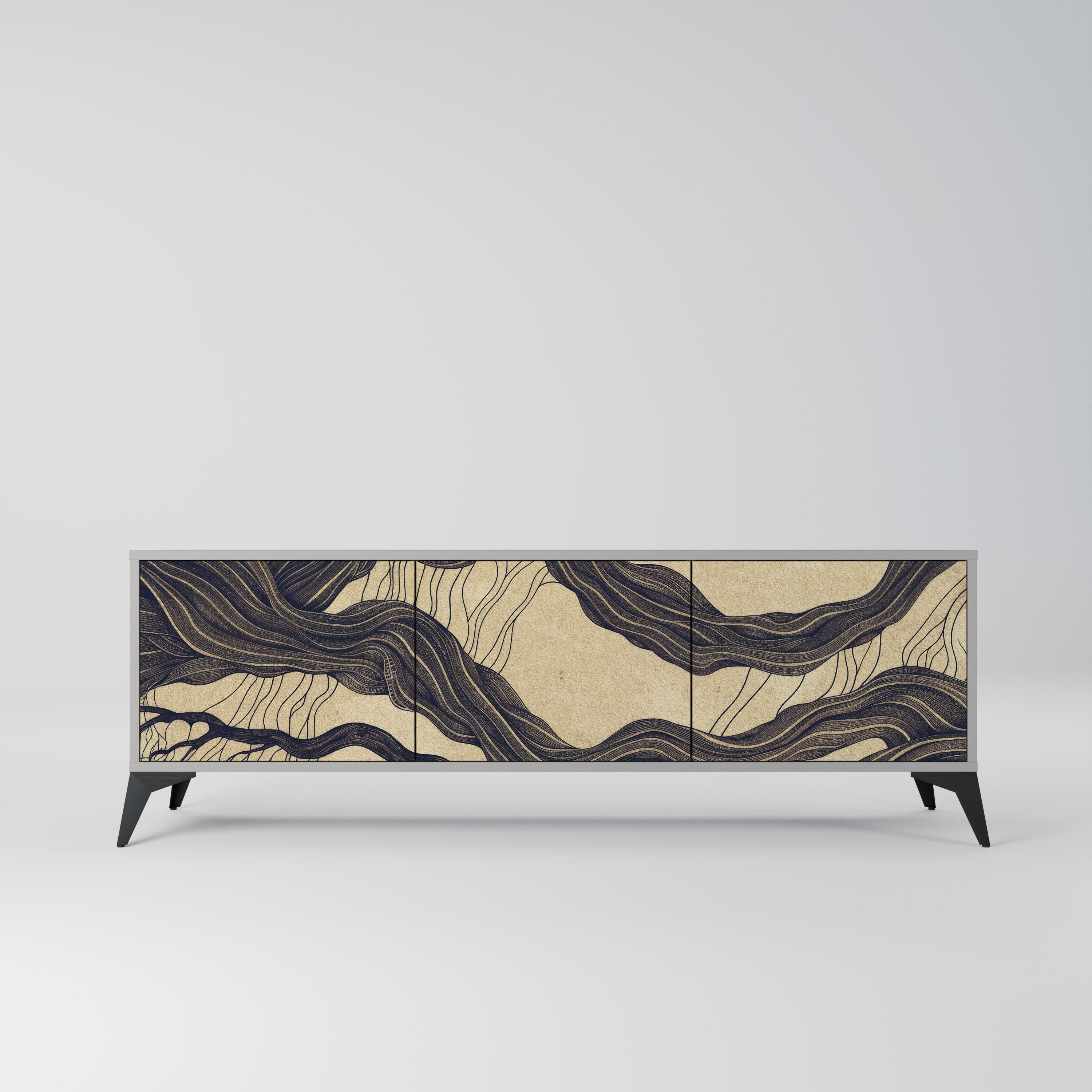 UNIFIED FRAGMENTS Móvel de TV com 3 Portas em Acabamento Cinzento