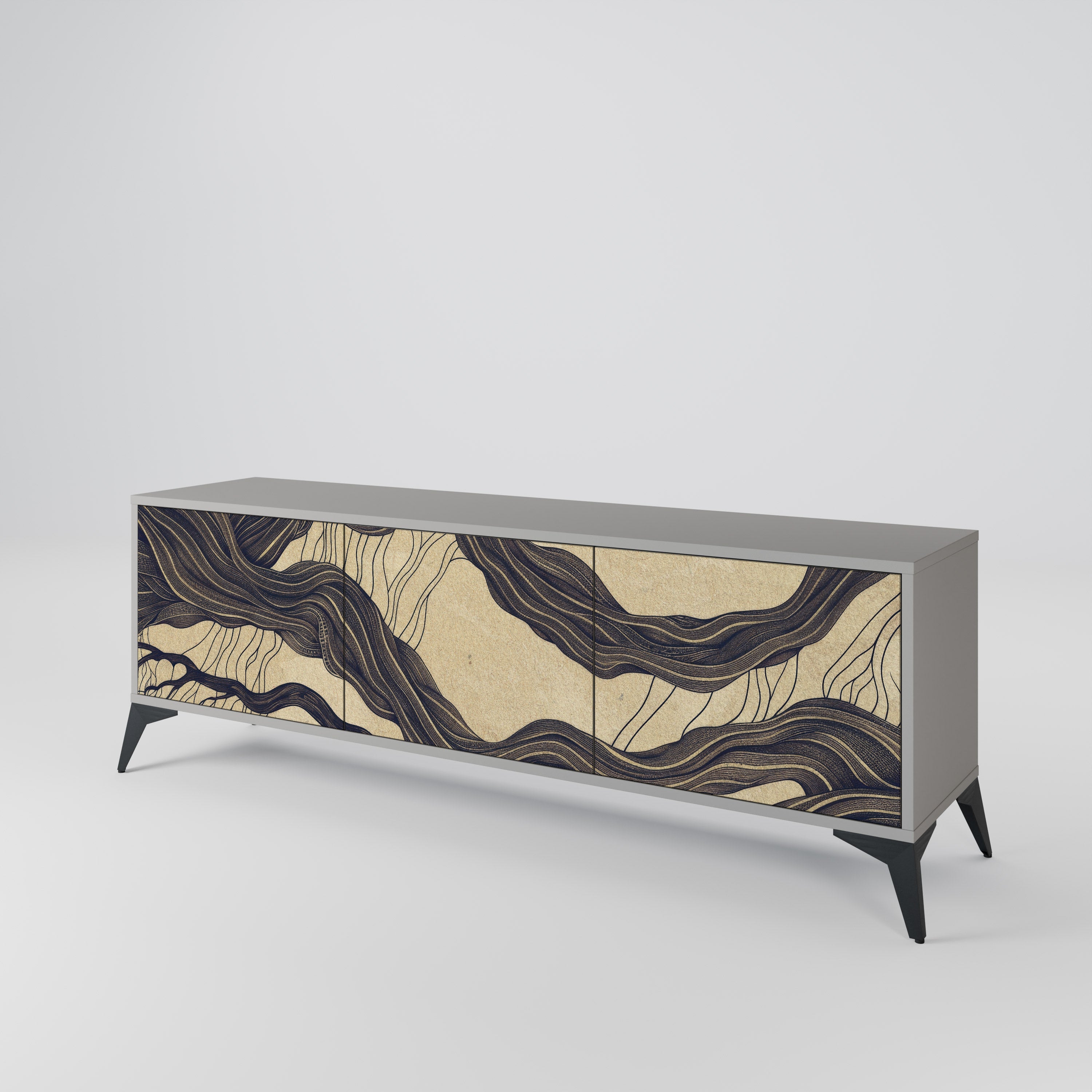 UNIFIED FRAGMENTS Móvel de TV com 3 Portas em Acabamento Cinzento