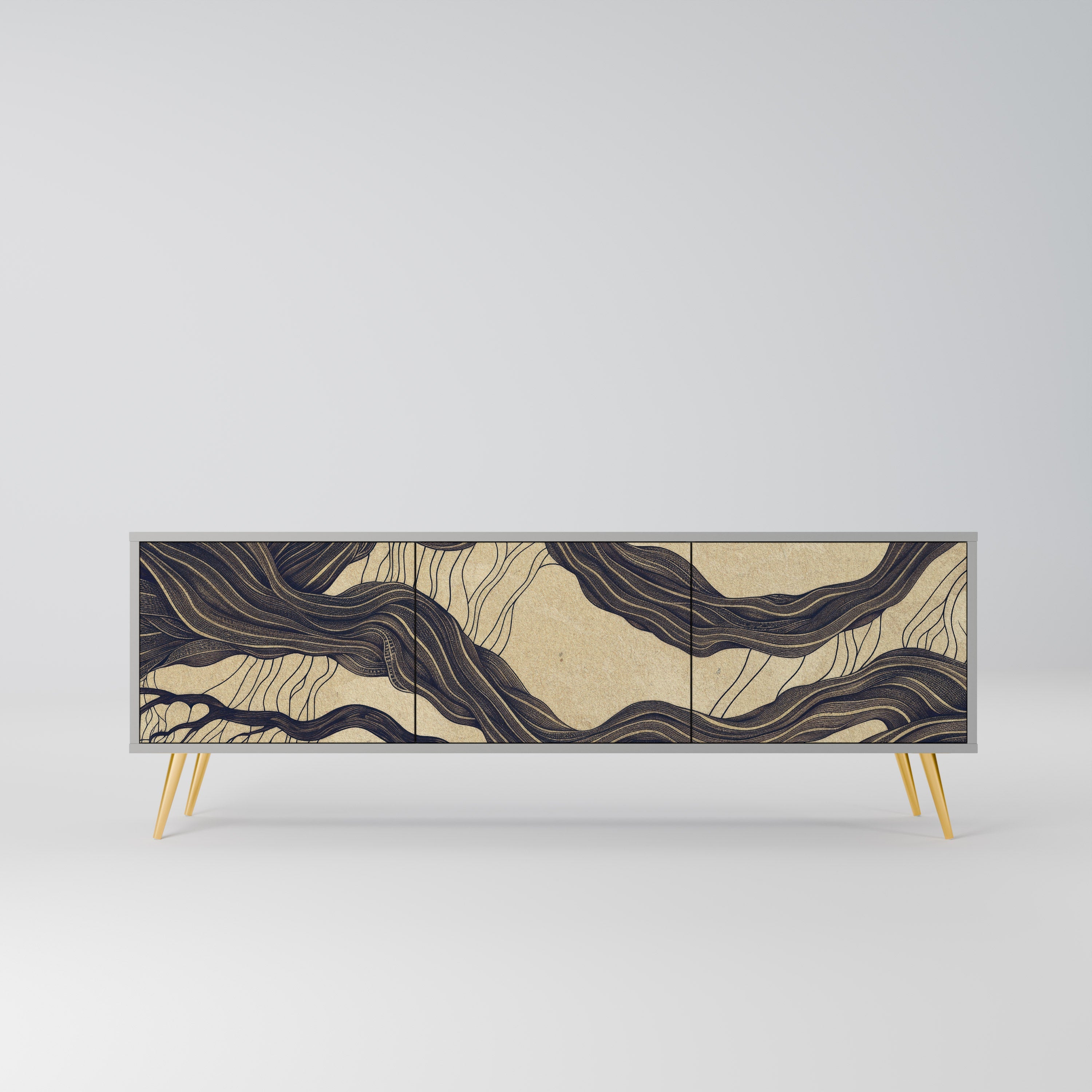 UNIFIED FRAGMENTS Móvel de TV com 3 Portas em Acabamento Cinzento