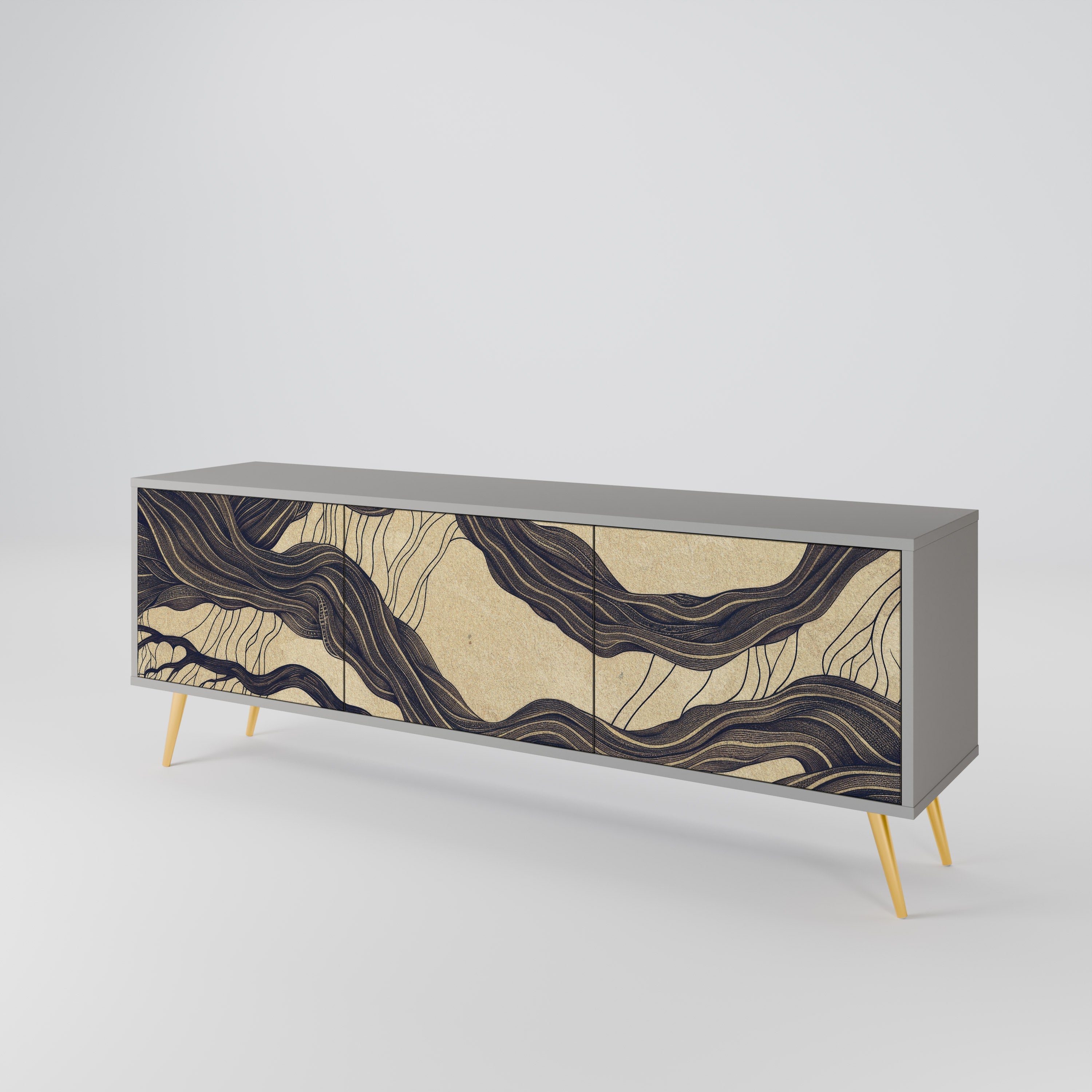 UNIFIED FRAGMENTS Móvel de TV com 3 Portas em Acabamento Cinzento