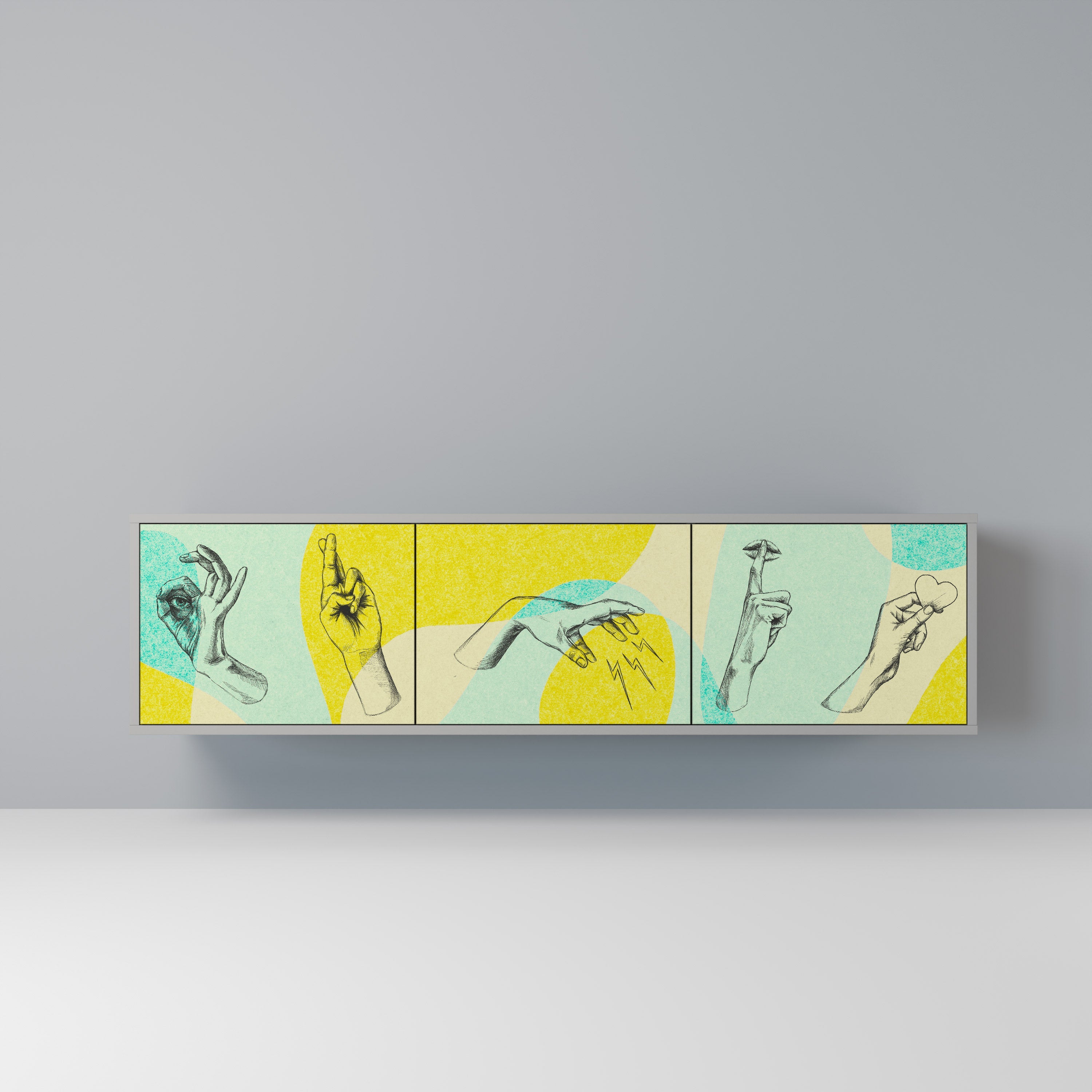 BODY LANGUAGE Móvel de TV com 3 Portas em Acabamento Cinzento