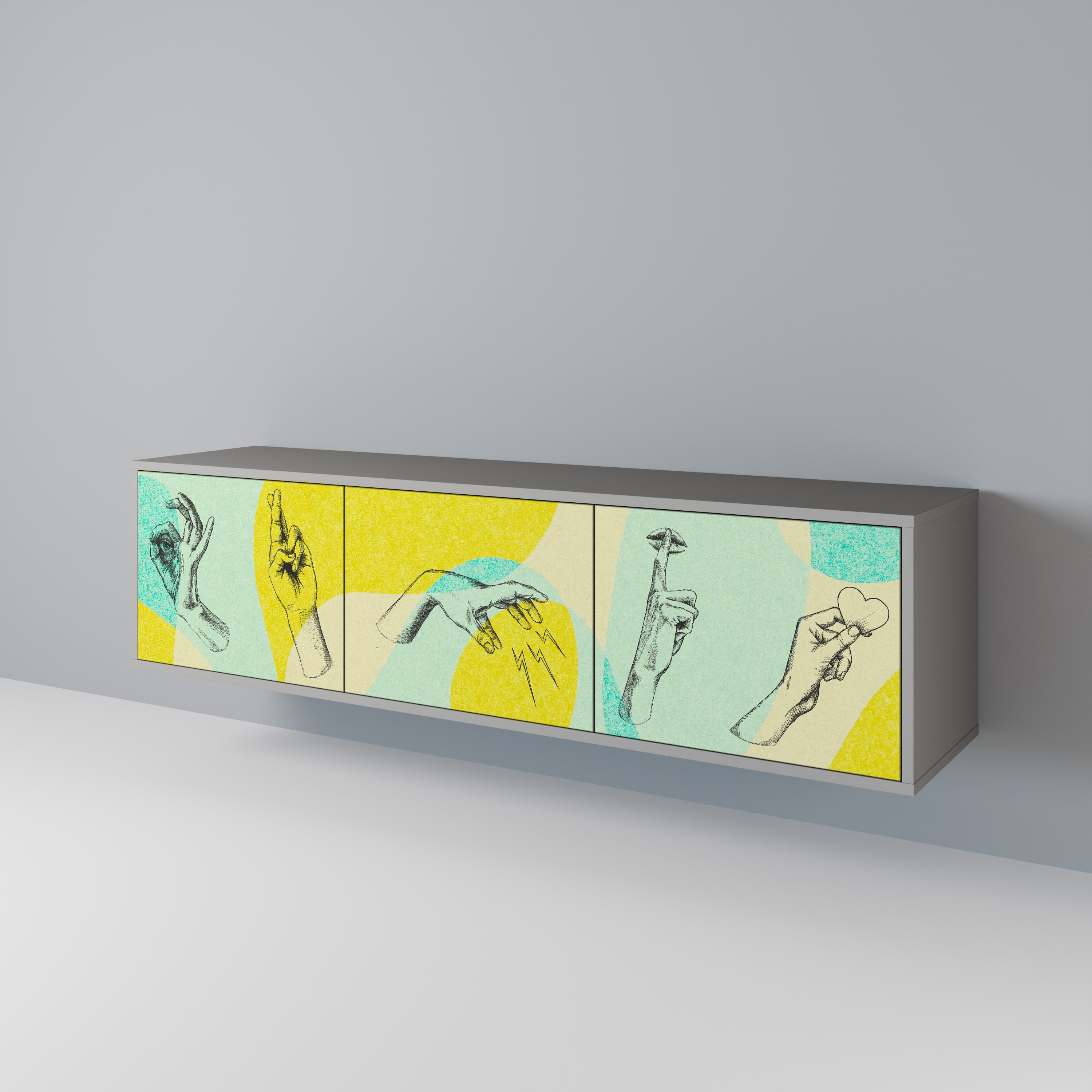 BODY LANGUAGE Móvel de TV com 3 Portas em Acabamento Cinzento