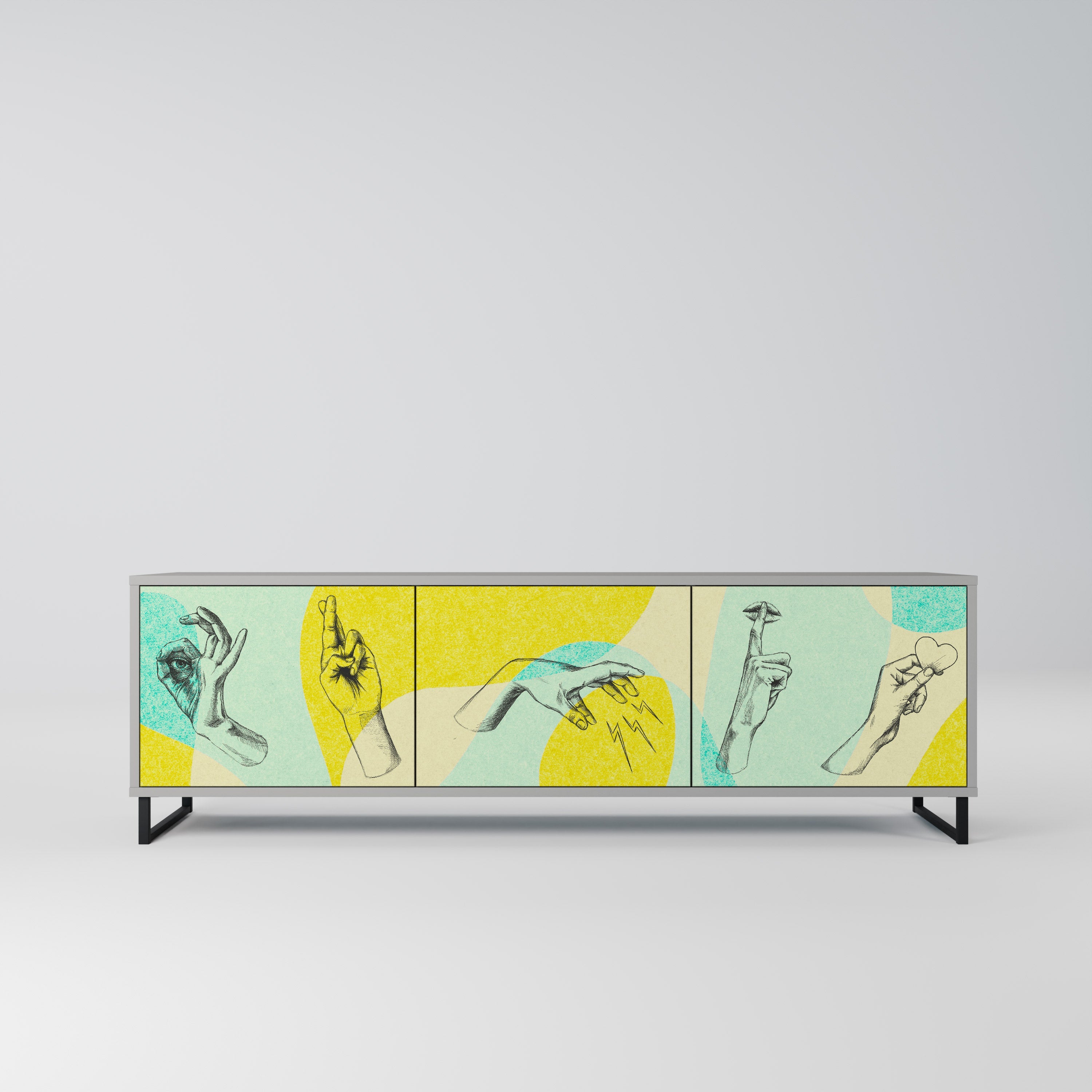 BODY LANGUAGE Móvel de TV com 3 Portas em Acabamento Cinzento