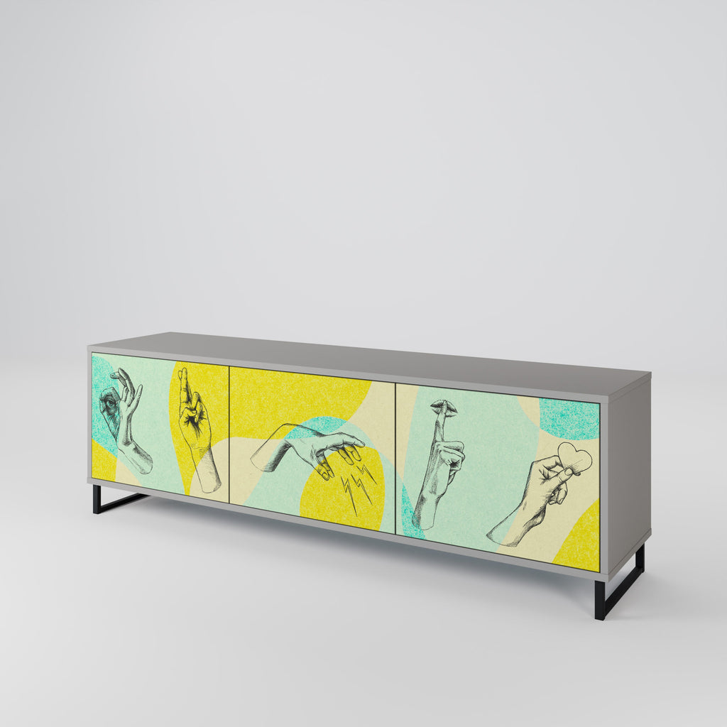 BODY LANGUAGE Móvel de TV com 3 Portas em Acabamento Cinzento