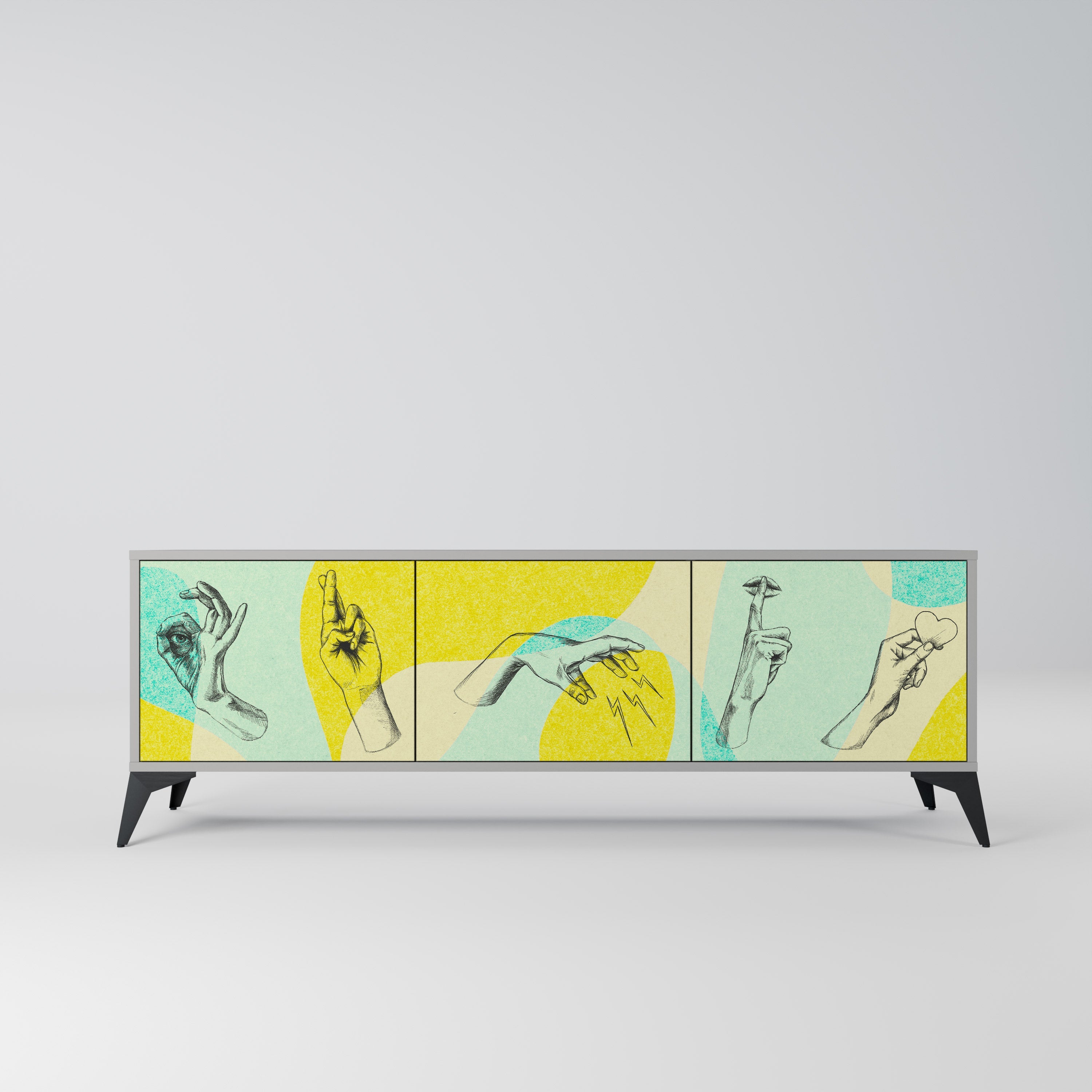 BODY LANGUAGE Móvel de TV com 3 Portas em Acabamento Cinzento