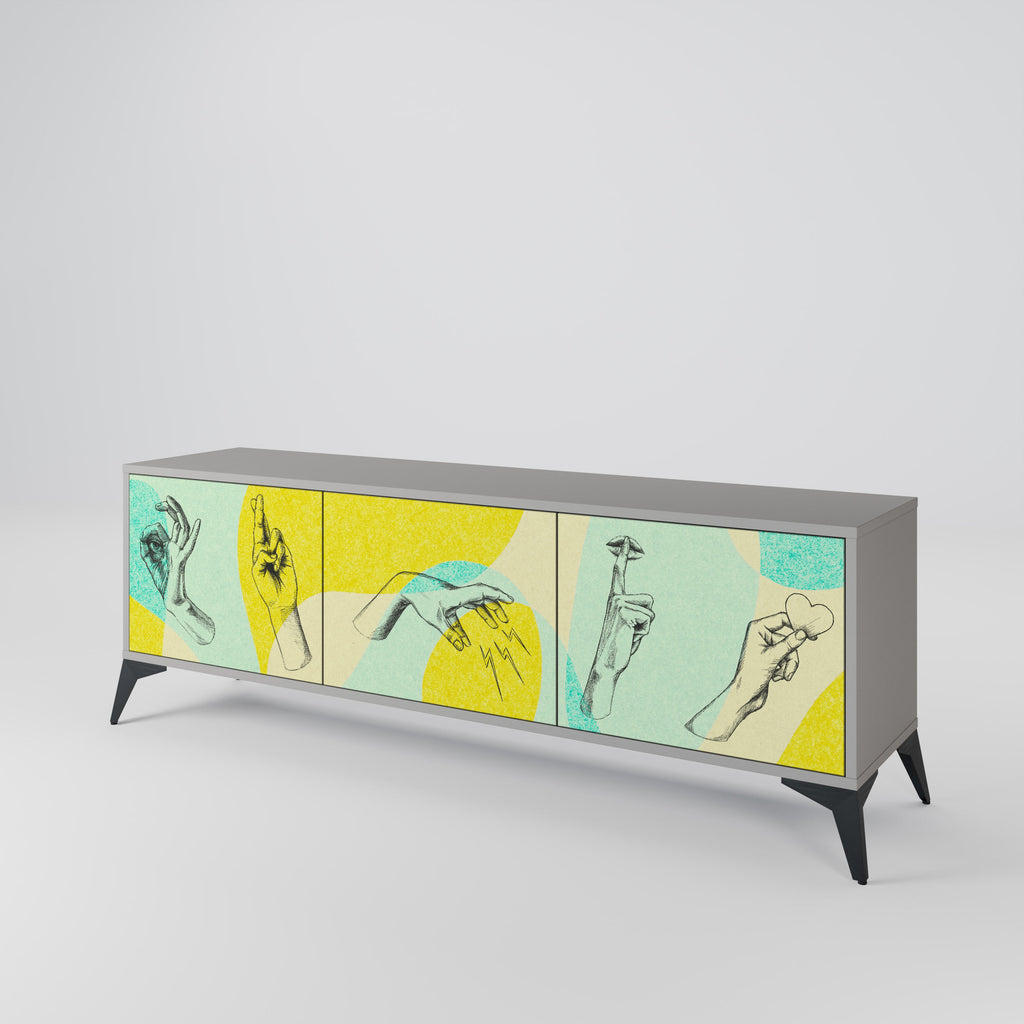 BODY LANGUAGE Móvel de TV com 3 Portas em Acabamento Cinzento