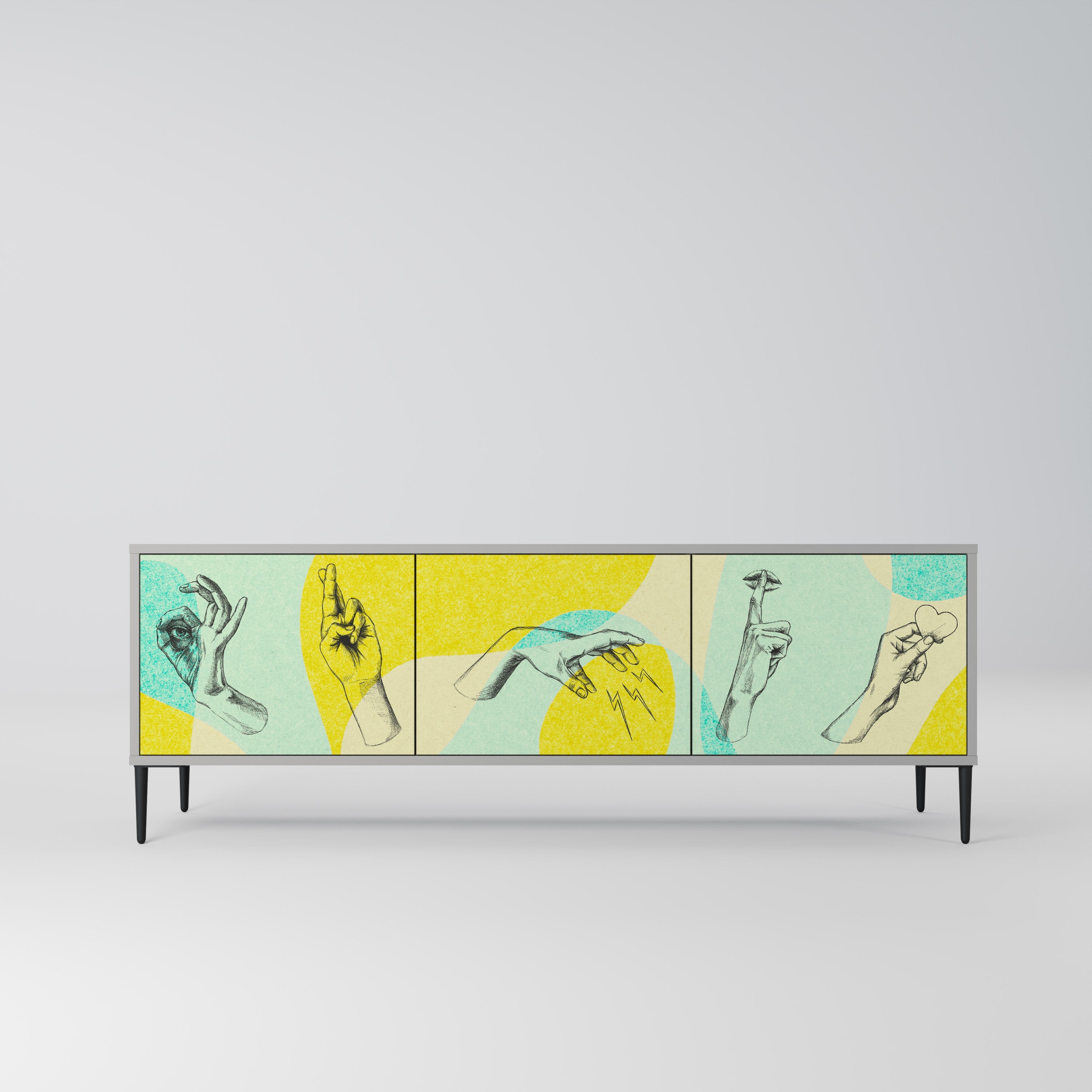 BODY LANGUAGE Móvel de TV com 3 Portas em Acabamento Cinzento