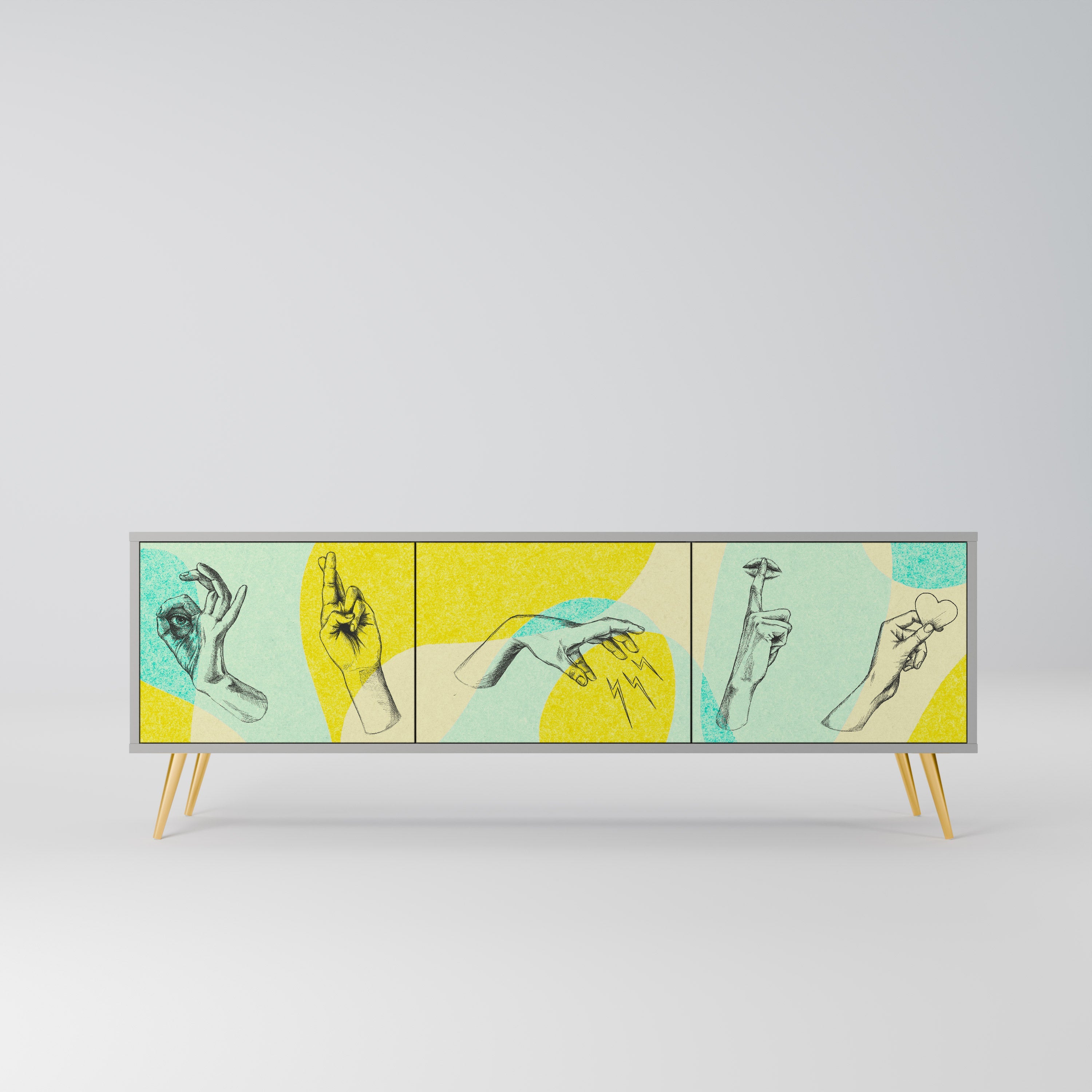 BODY LANGUAGE Móvel de TV com 3 Portas em Acabamento Cinzento