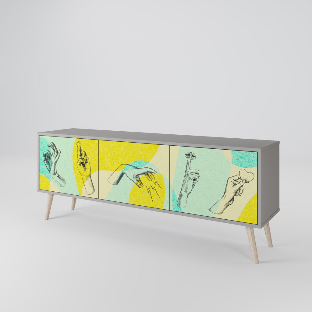 BODY LANGUAGE Móvel de TV com 3 Portas em Acabamento Cinzento