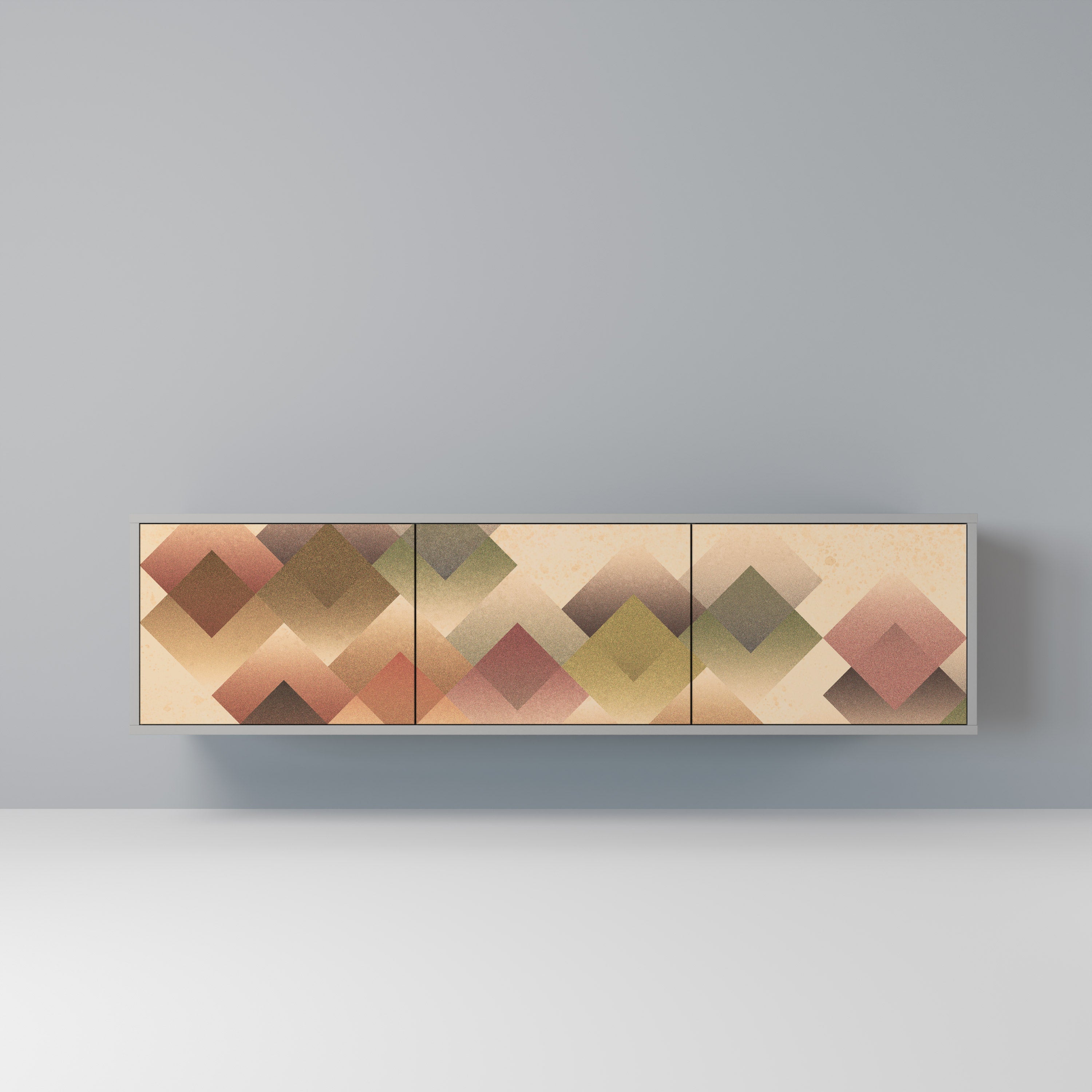 GEOMETRIC FUSION Móvel de TV com 3 Portas em Acabamento Cinzento