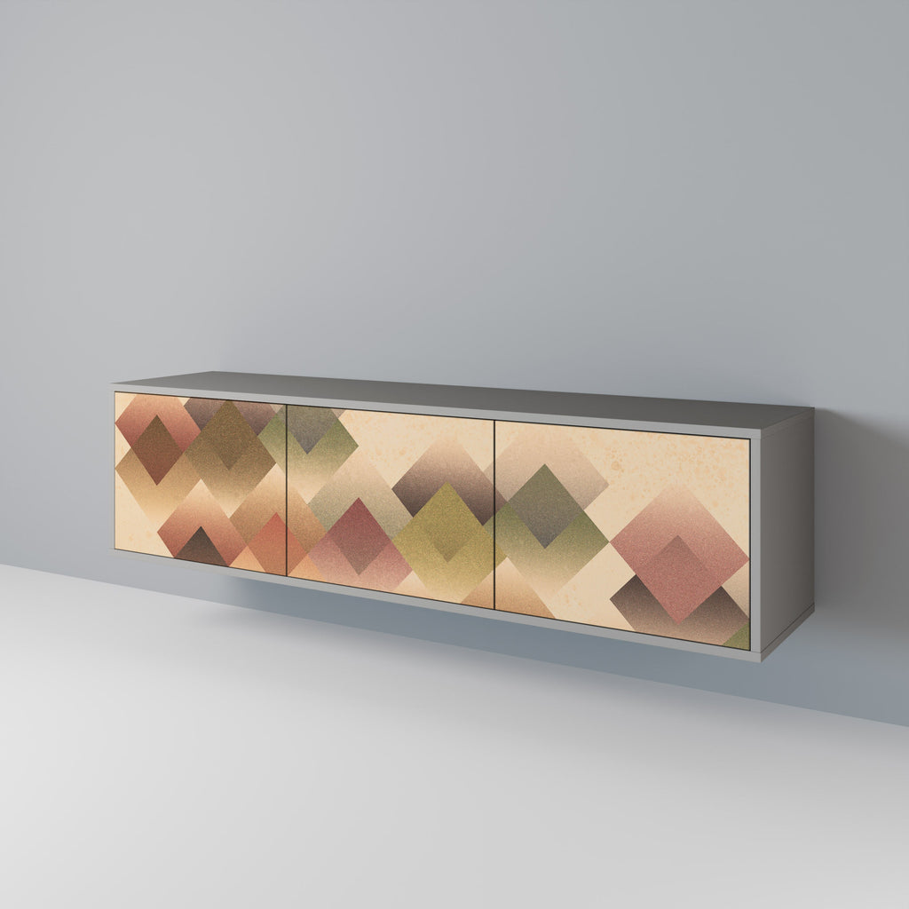 GEOMETRIC FUSION Móvel de TV com 3 Portas em Acabamento Cinzento