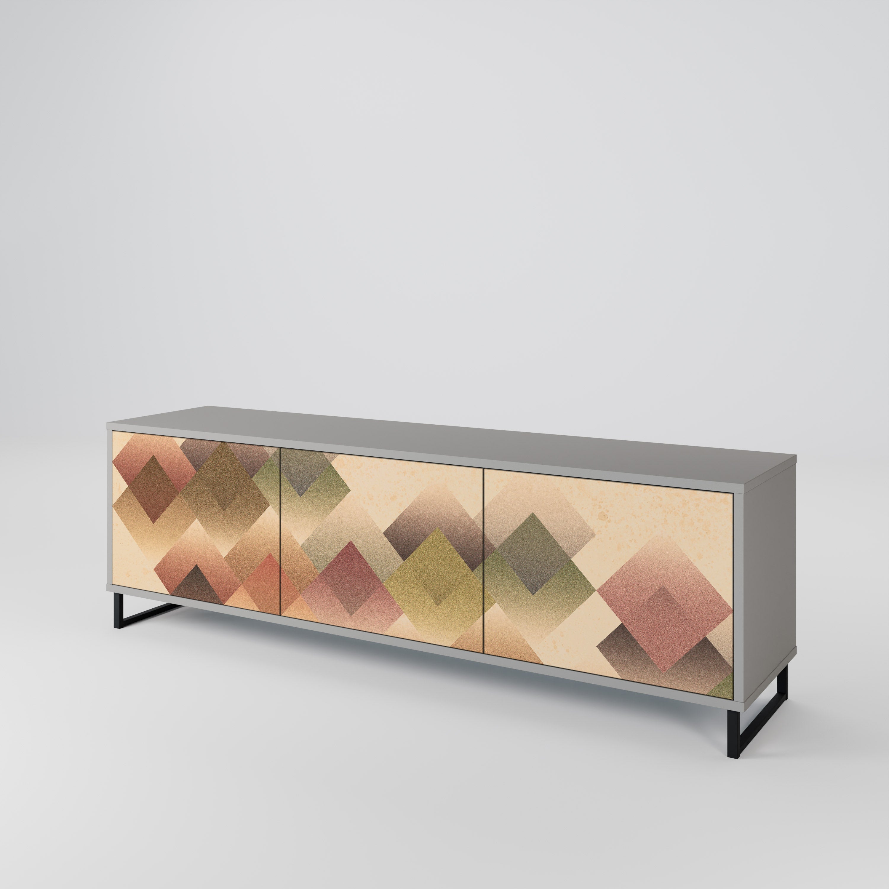 GEOMETRIC FUSION Móvel de TV com 3 Portas em Acabamento Cinzento