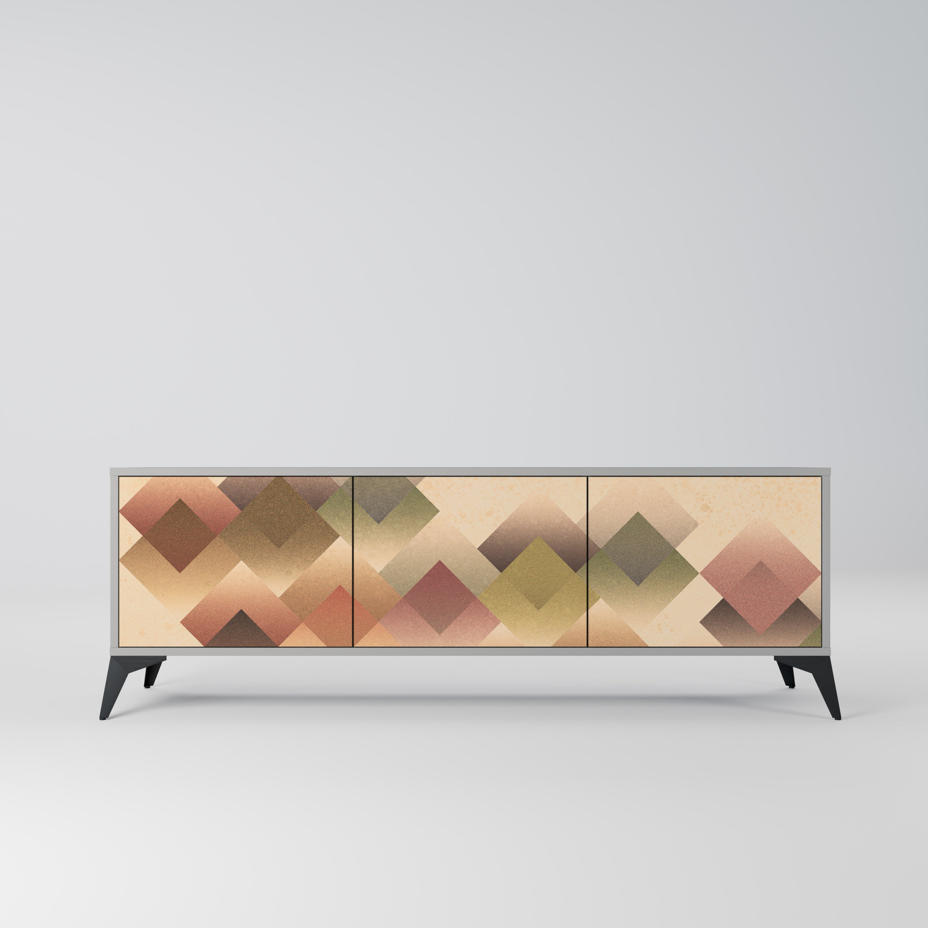 GEOMETRIC FUSION Móvel de TV com 3 Portas em Acabamento Cinzento