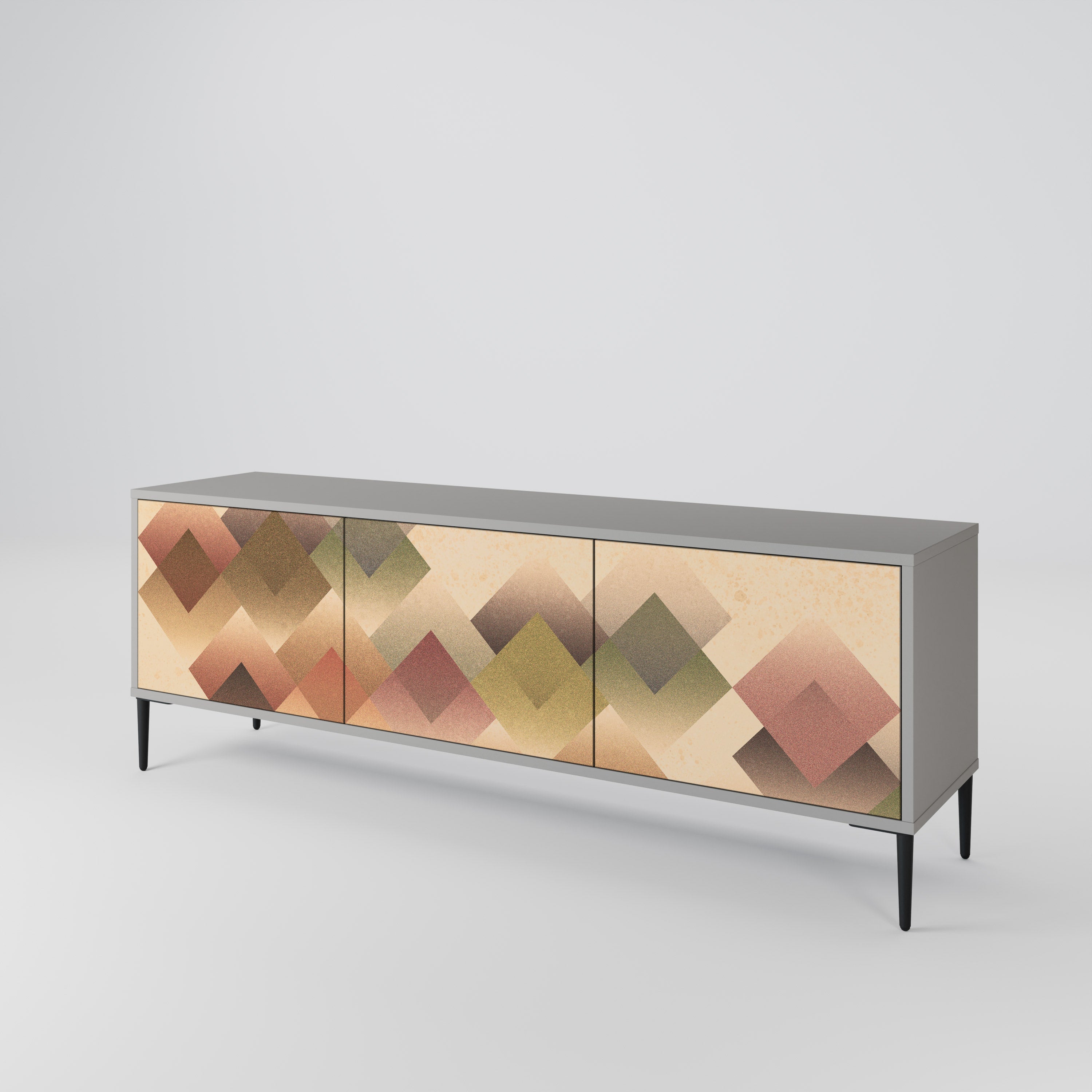 GEOMETRIC FUSION Móvel de TV com 3 Portas em Acabamento Cinzento