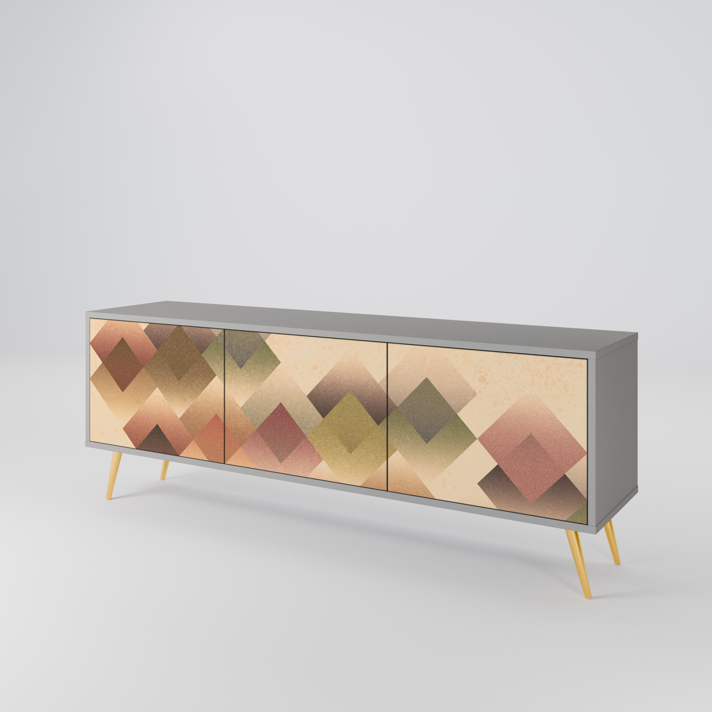 GEOMETRIC FUSION Móvel de TV com 3 Portas em Acabamento Cinzento