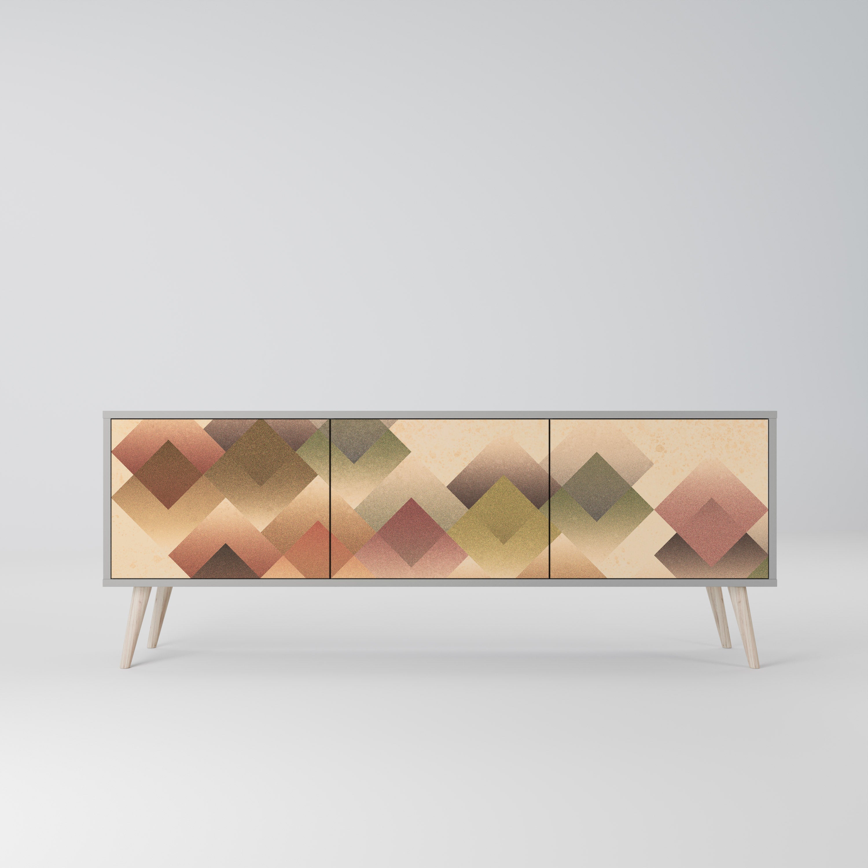 GEOMETRIC FUSION Móvel de TV com 3 Portas em Acabamento Cinzento