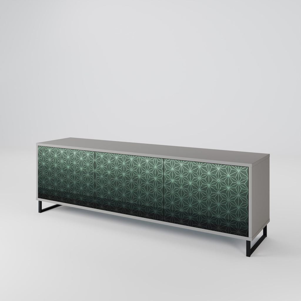 ORNAMENTAL GLIMMER 3-Door TV Stand in Grey Finish