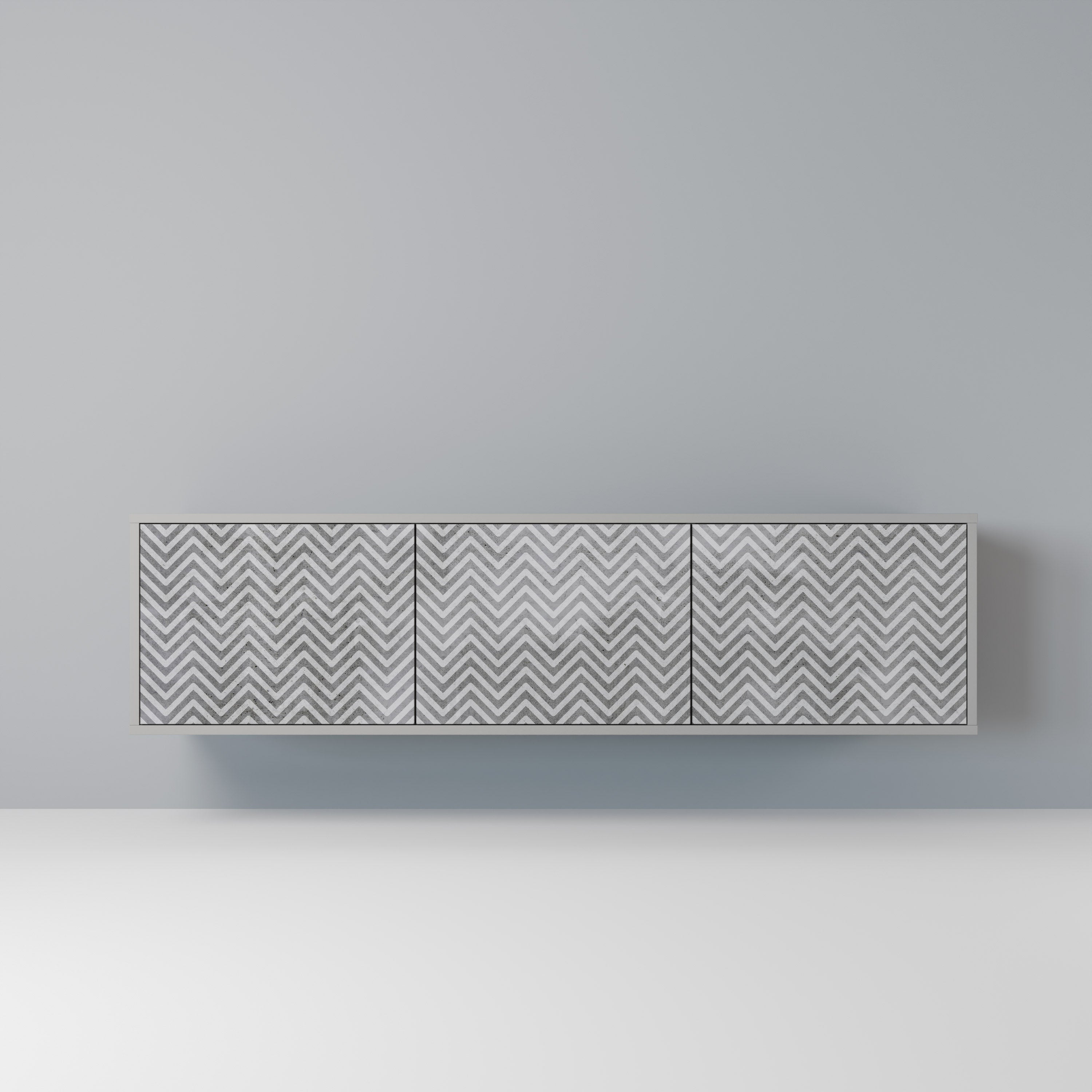 CONCRETE ZIG ZAG Móvel de TV com 3 Portas em Acabamento Cinzento