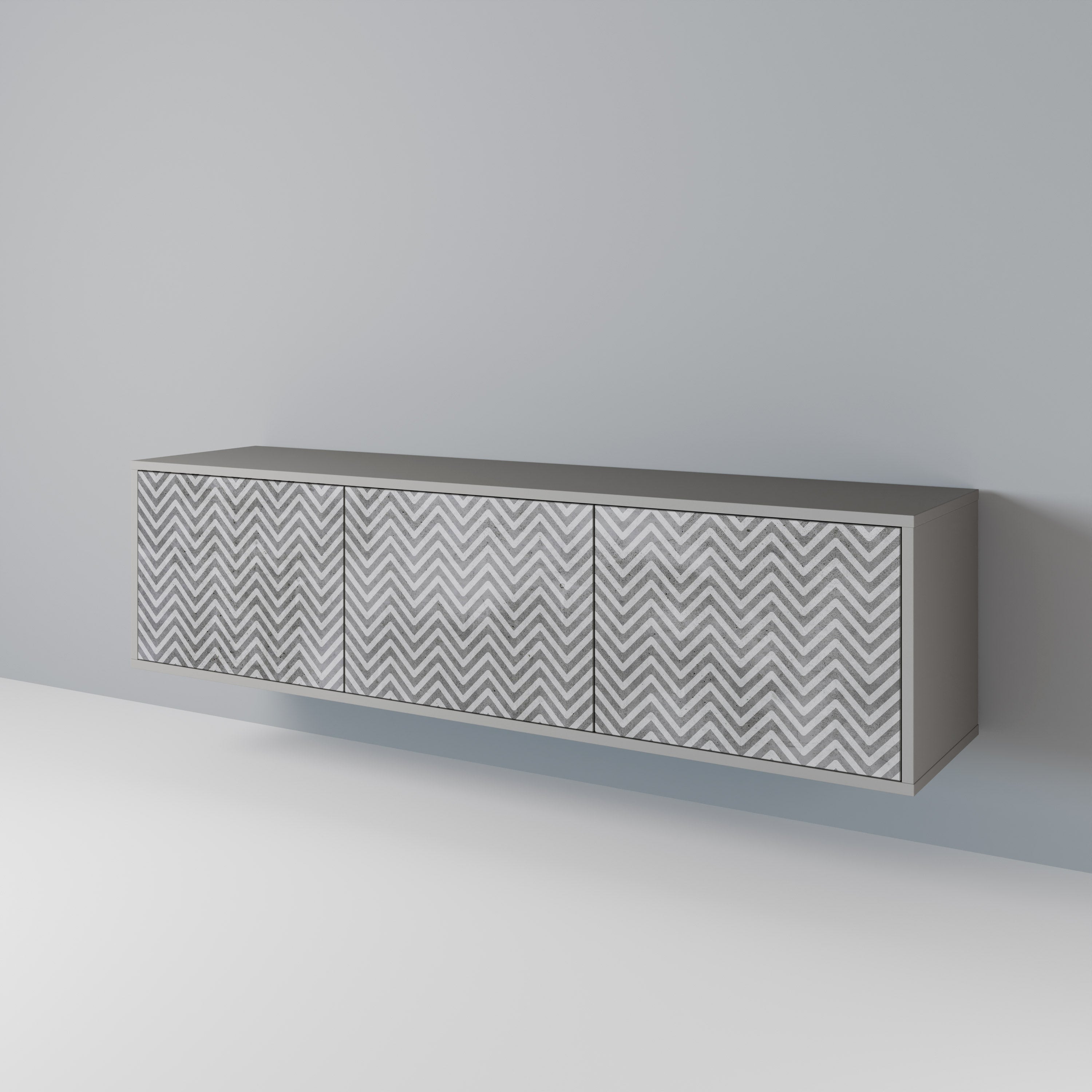 CONCRETE ZIG ZAG Móvel de TV com 3 Portas em Acabamento Cinzento