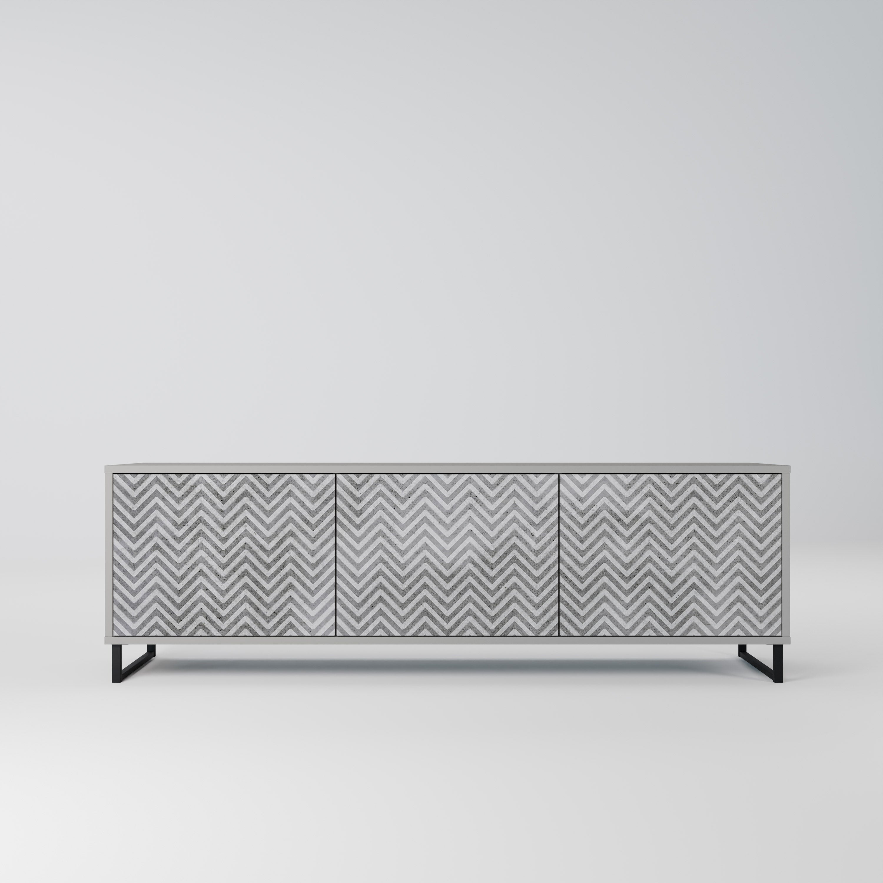 CONCRETE ZIG ZAG Móvel de TV com 3 Portas em Acabamento Cinzento