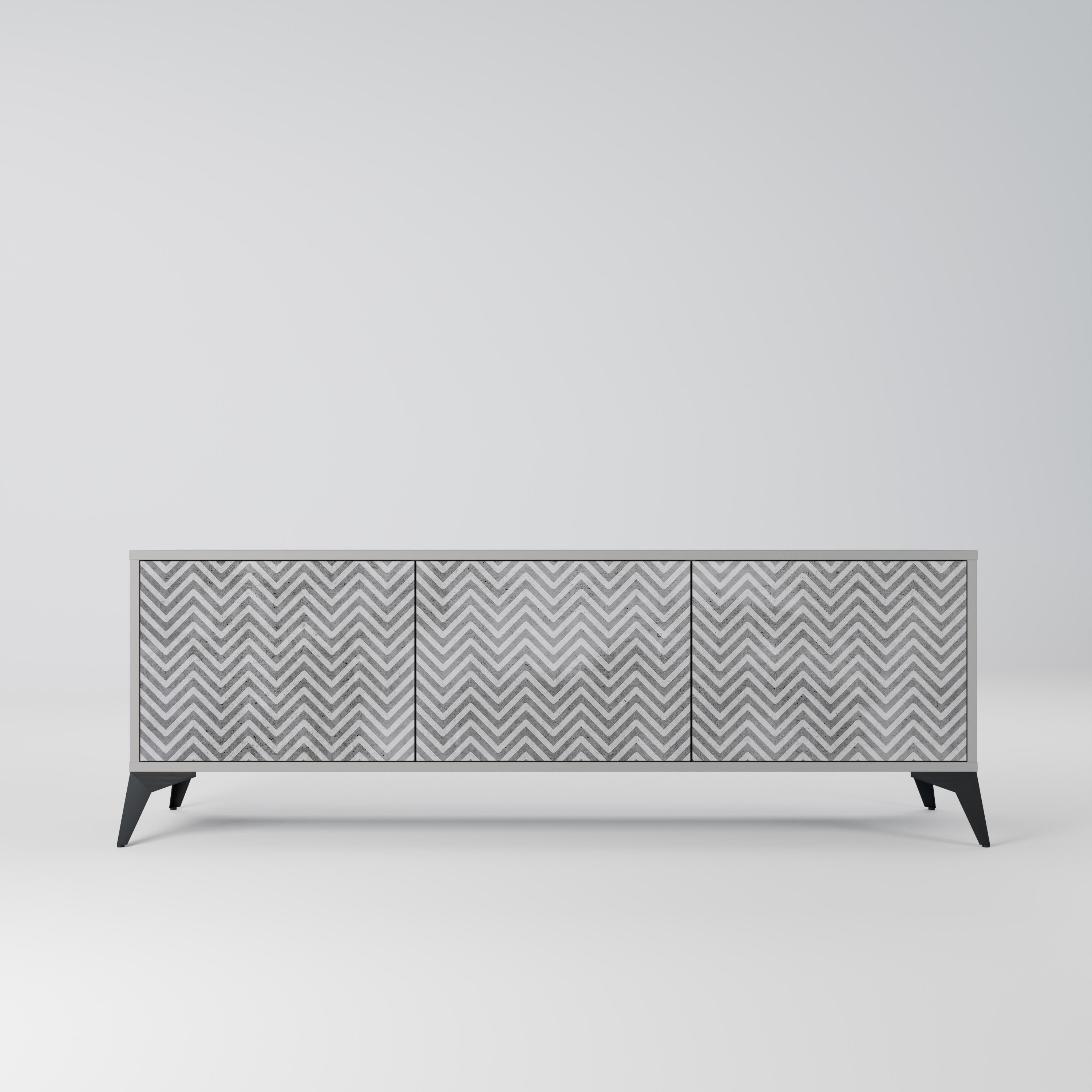 CONCRETE ZIG ZAG Móvel de TV com 3 Portas em Acabamento Cinzento