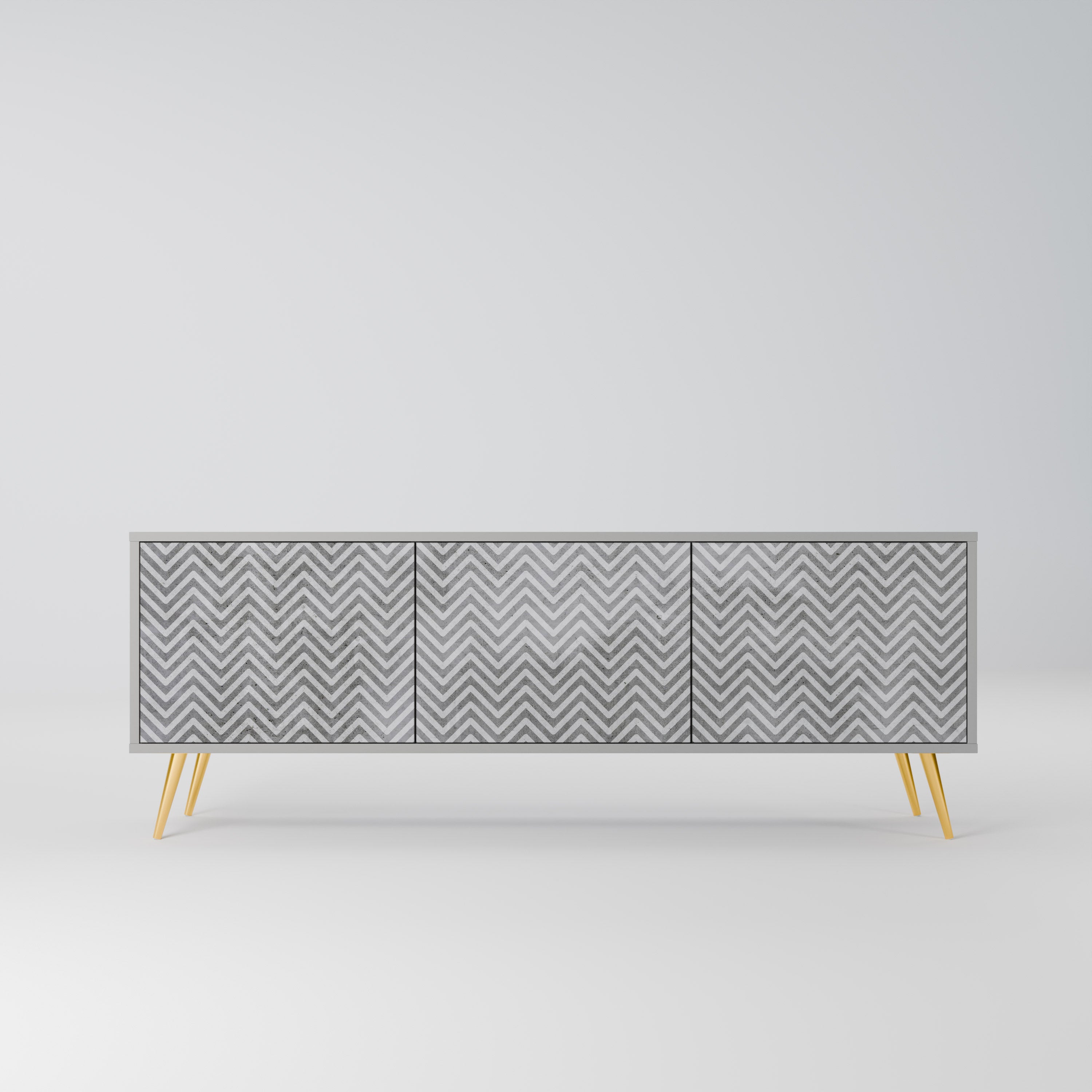 CONCRETE ZIG ZAG Móvel de TV com 3 Portas em Acabamento Cinzento