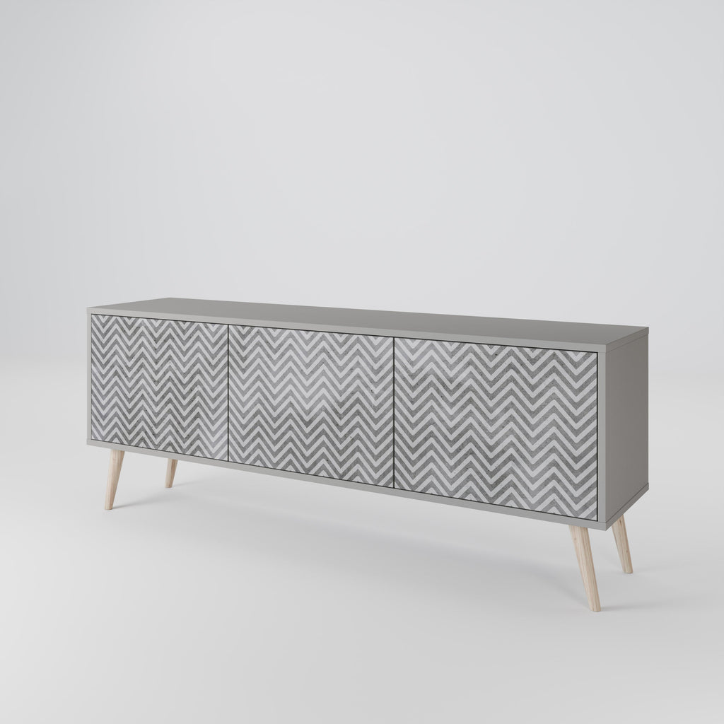 CONCRETE ZIG ZAG Móvel de TV com 3 Portas em Acabamento Cinzento