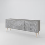 CONCRETE ZIG ZAG Móvel de TV com 3 Portas em Acabamento Cinzento